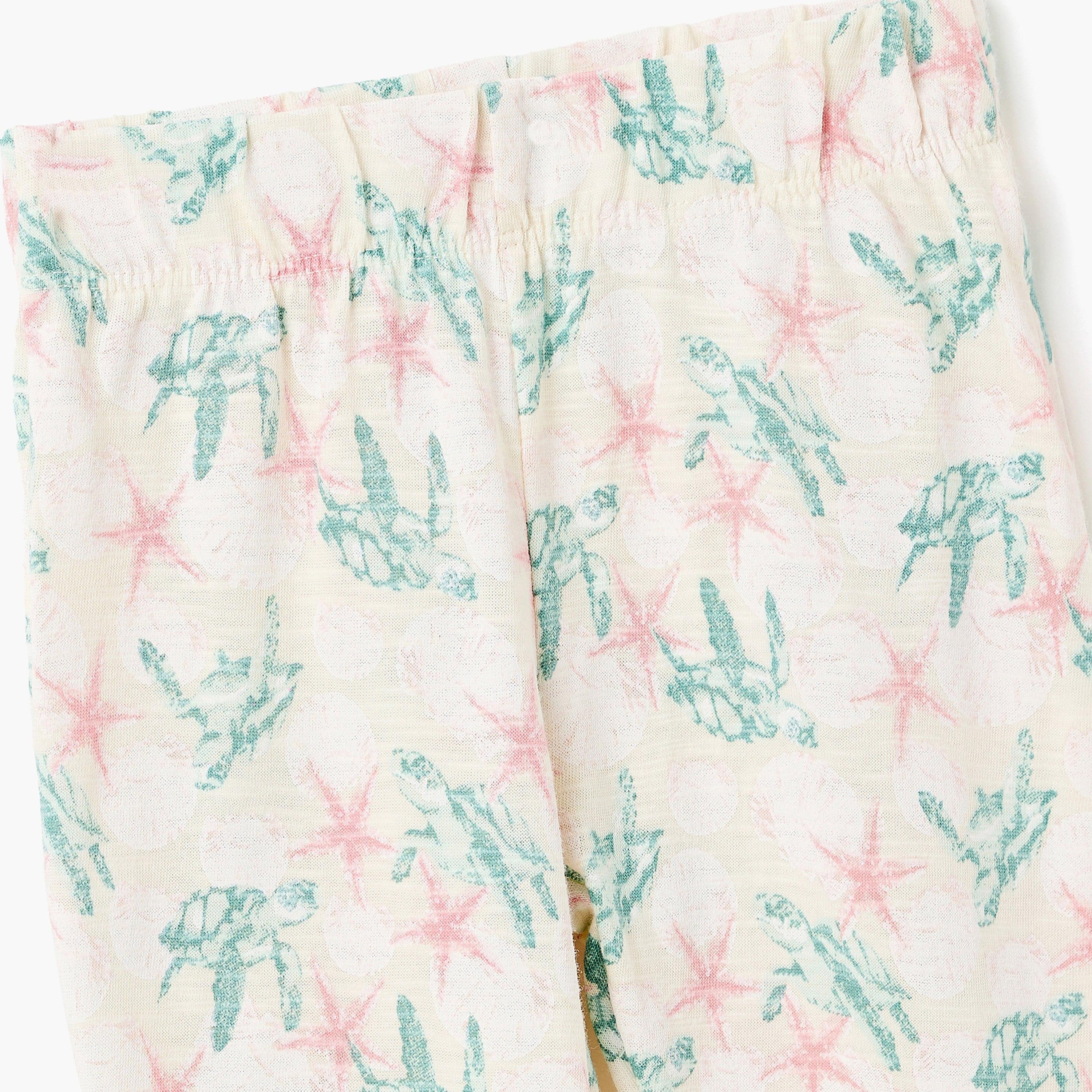 Dirkje Seaside Stroll Tie-Front Tee & Turtle-Print Flared Leggings Set-girls-clothing-setsandcoords-image-8