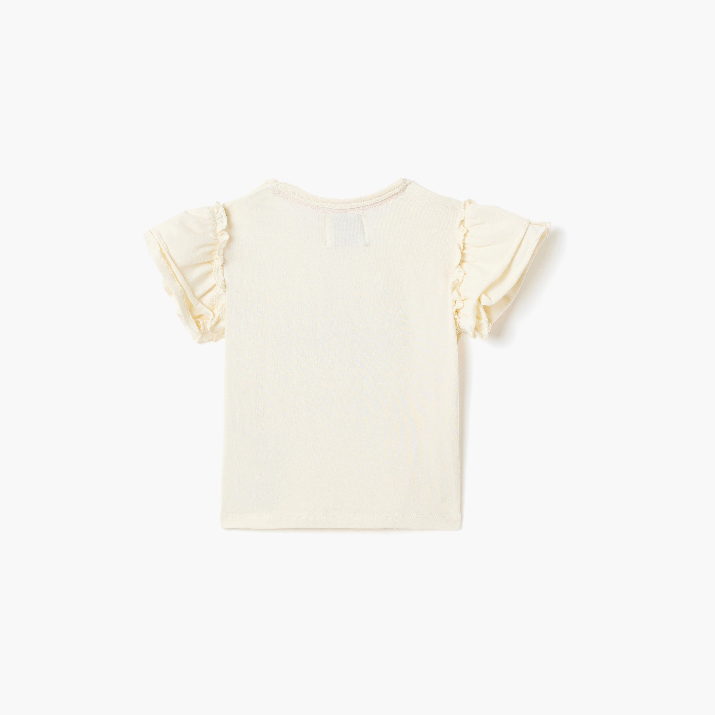 Dirkje Flamingo Ruffle-Sleeve Tee & Bow-Trim Shorts Set-girls-clothing-setsandcoords-image-4