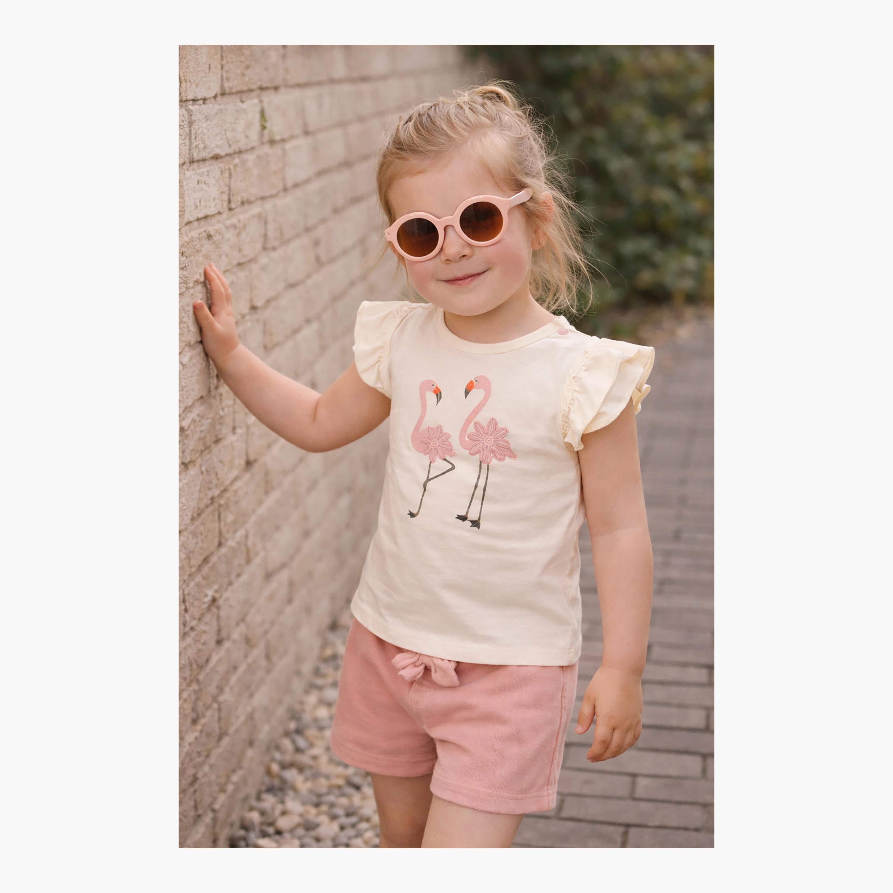 Dirkje Flamingo Ruffle-Sleeve Tee & Bow-Trim Shorts Set-girls-clothing-setsandcoords-image-8