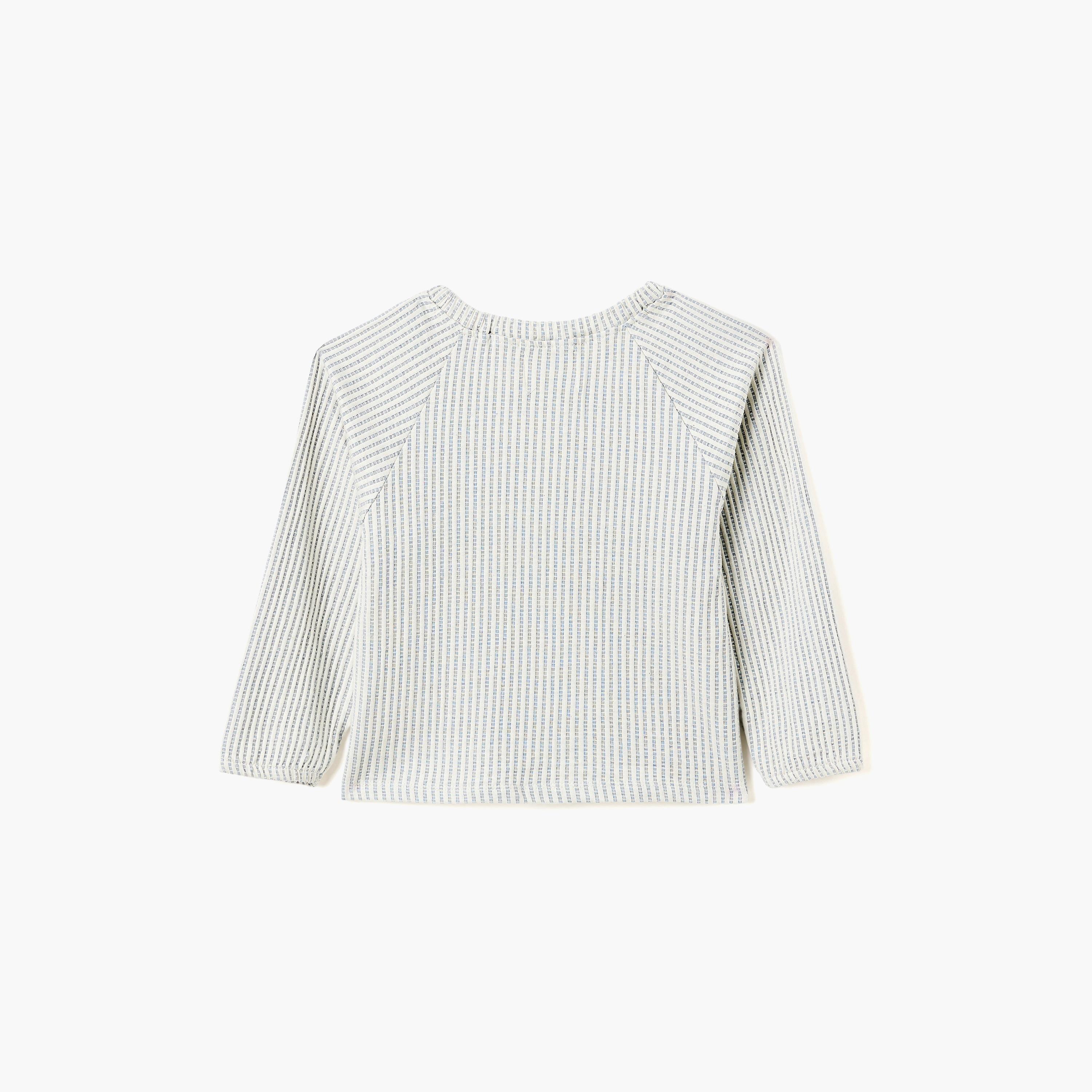 Dirkje Blue-Stripe Seersucker Button-Up Top & Ruffle-Trim Shorts Set-baby-girls-clothing-setsandcoords-image-3