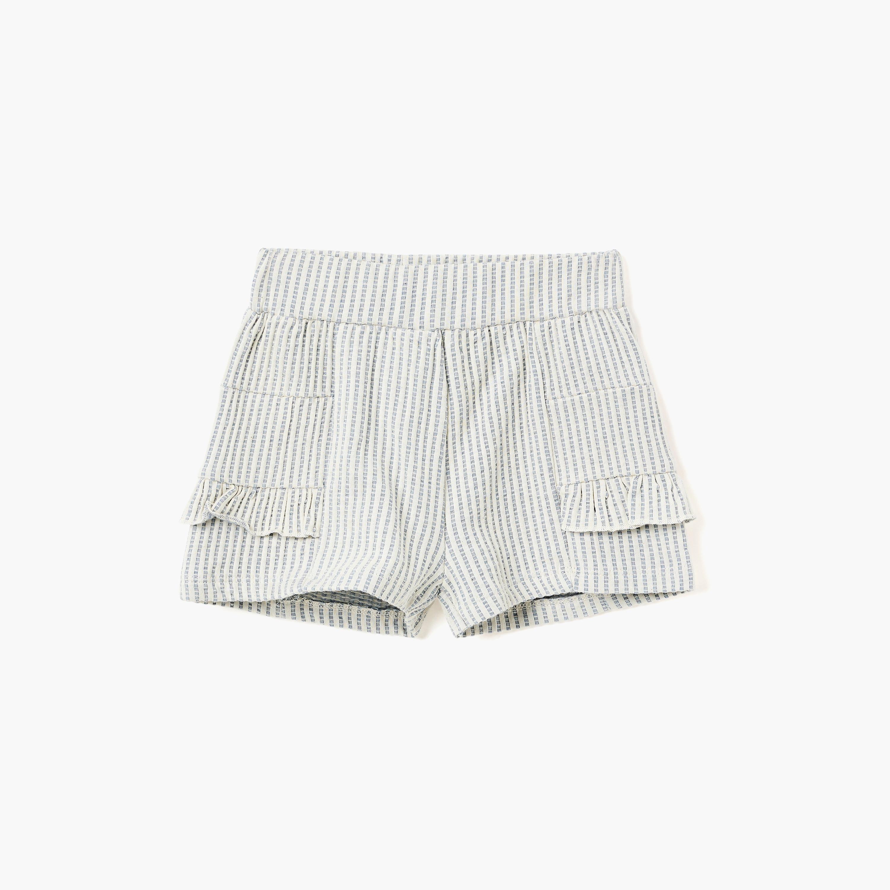 Dirkje Blue-Stripe Seersucker Button-Up Top & Ruffle-Trim Shorts Set-baby-girls-clothing-setsandcoords-image-4