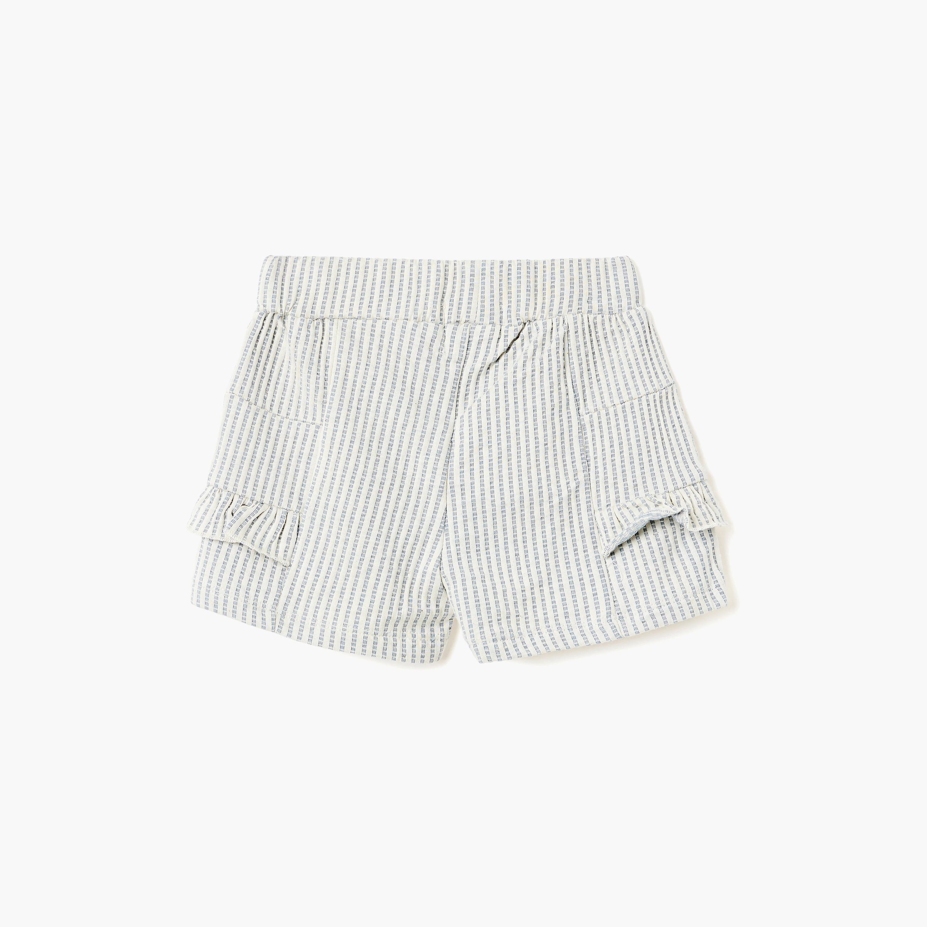 Dirkje Blue-Stripe Seersucker Button-Up Top & Ruffle-Trim Shorts Set-baby-girls-clothing-setsandcoords-image-5