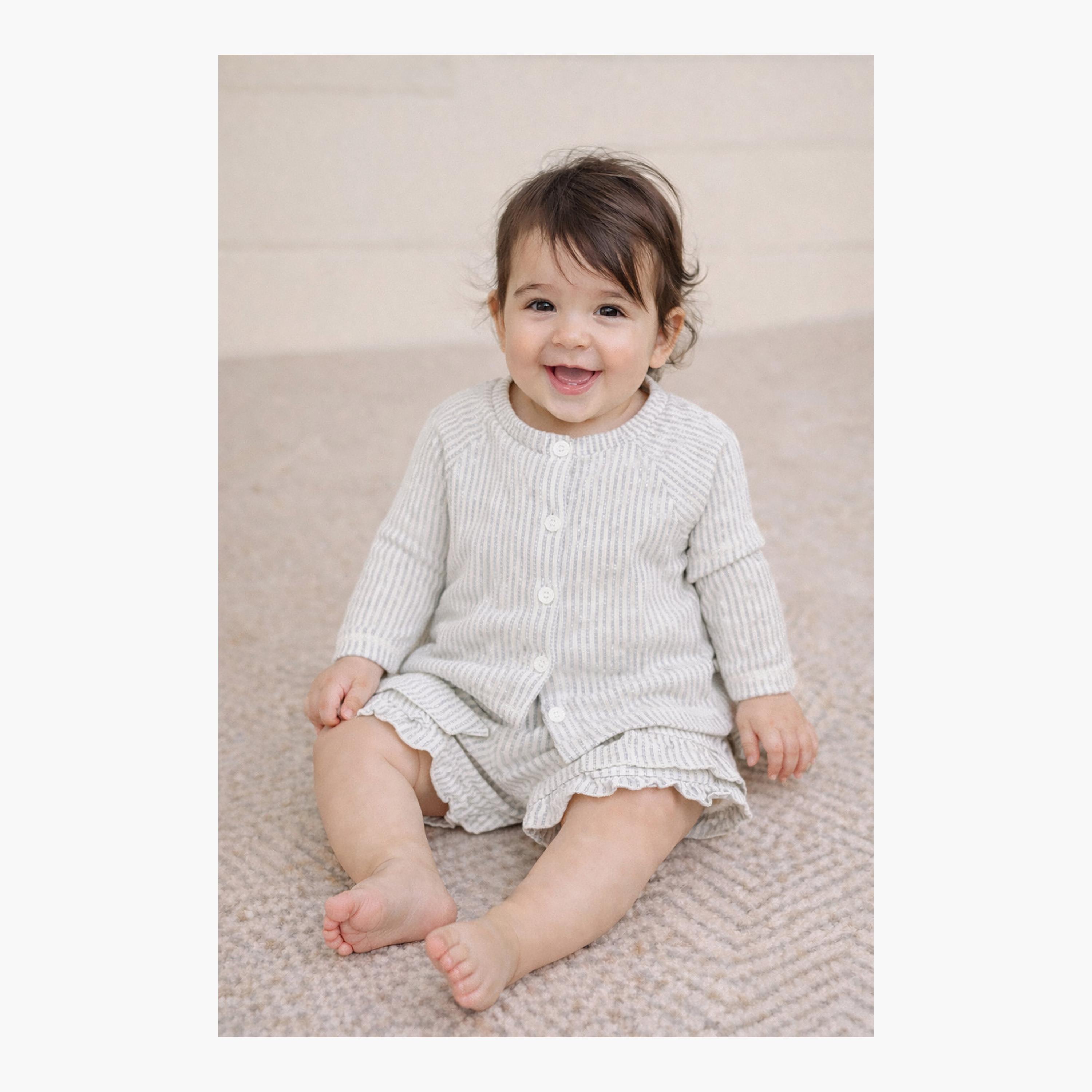 Dirkje Blue-Stripe Seersucker Button-Up Top & Ruffle-Trim Shorts Set-baby-girls-clothing-setsandcoords-image-6