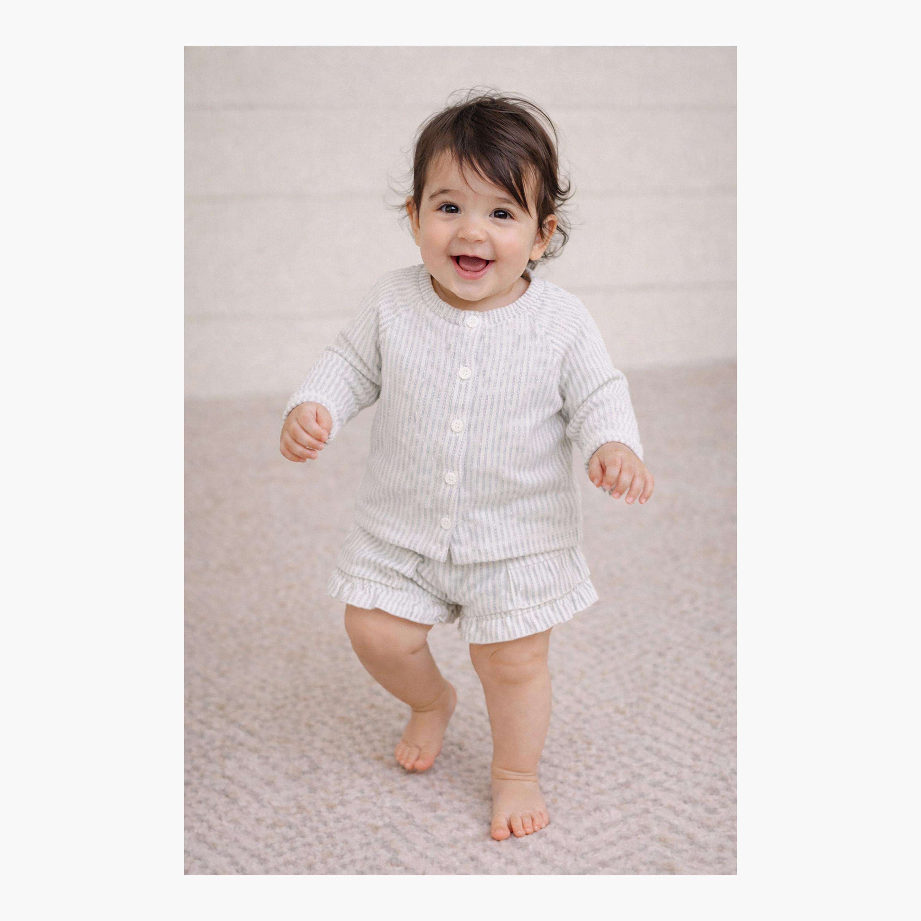 Dirkje Blue-Stripe Seersucker Button-Up Top & Ruffle-Trim Shorts Set-baby-girls-clothing-setsandcoords-image-7