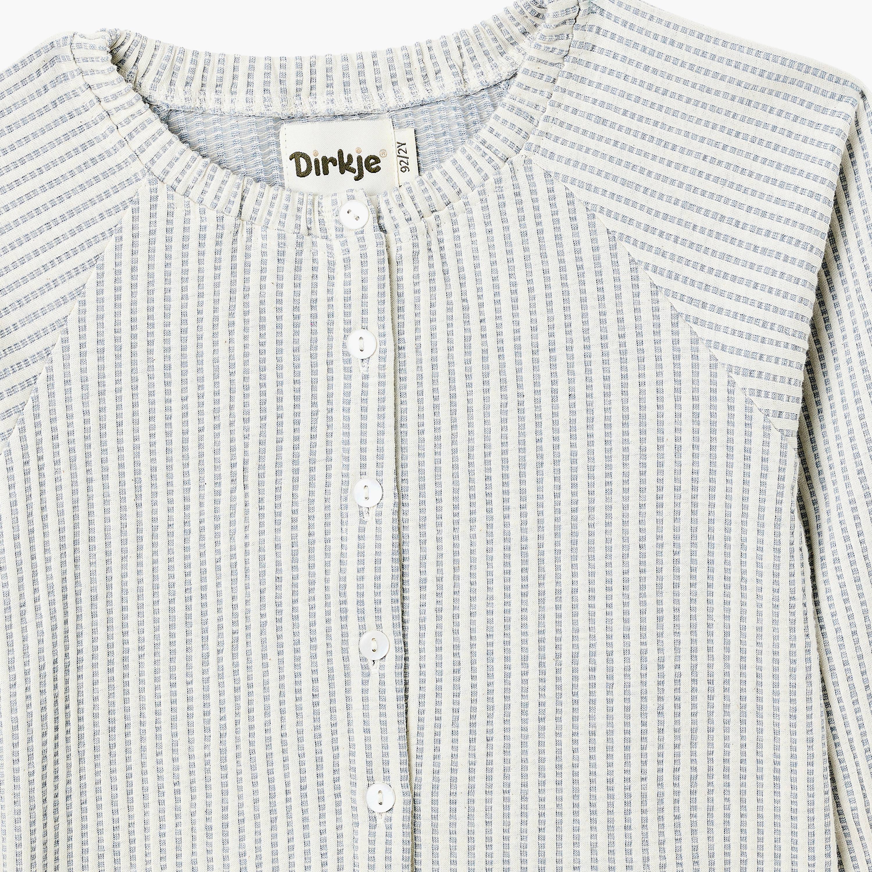 Dirkje Blue-Stripe Seersucker Button-Up Top & Ruffle-Trim Shorts Set-baby-girls-clothing-setsandcoords-image-8