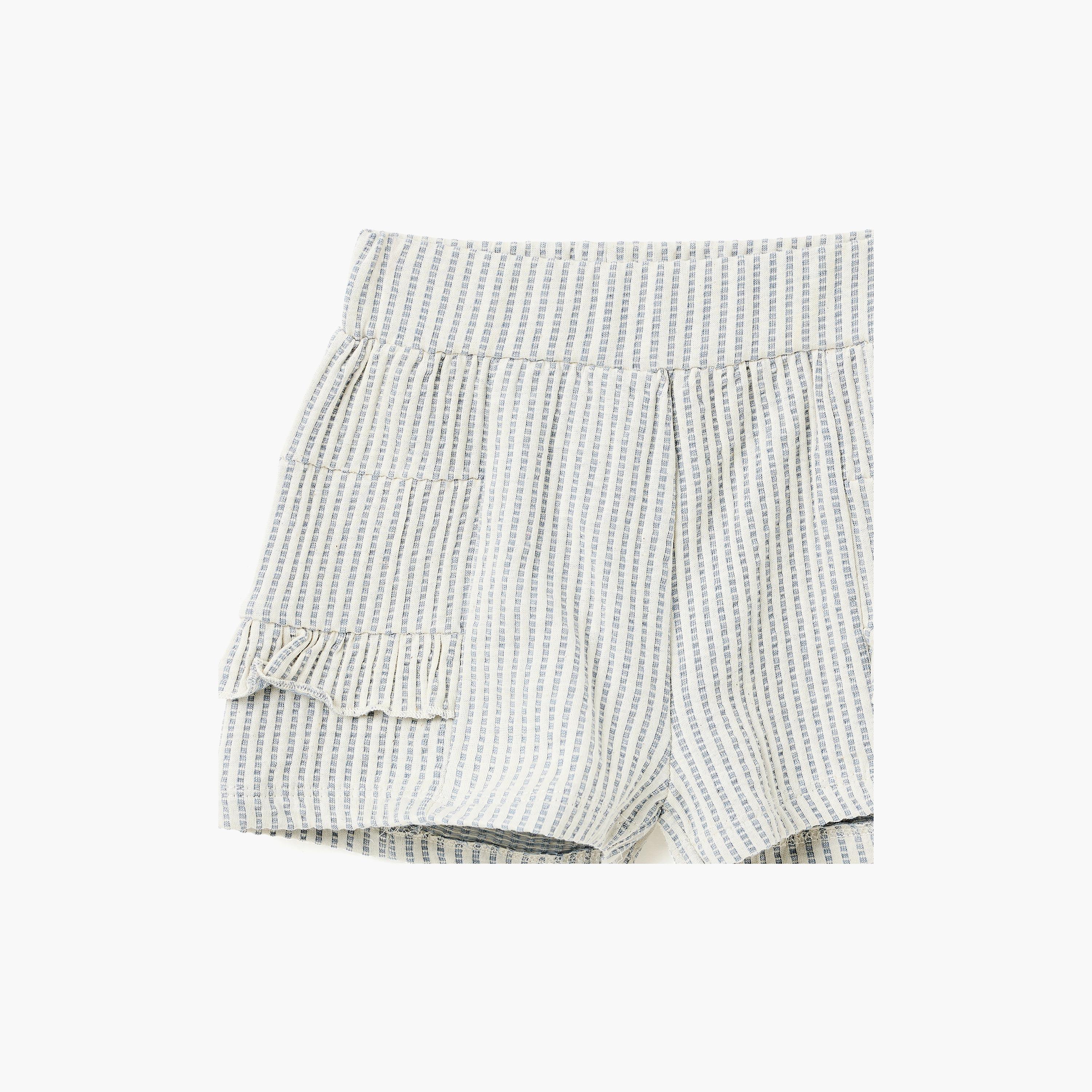 Dirkje Blue-Stripe Seersucker Button-Up Top & Ruffle-Trim Shorts Set-baby-girls-clothing-setsandcoords-image-9