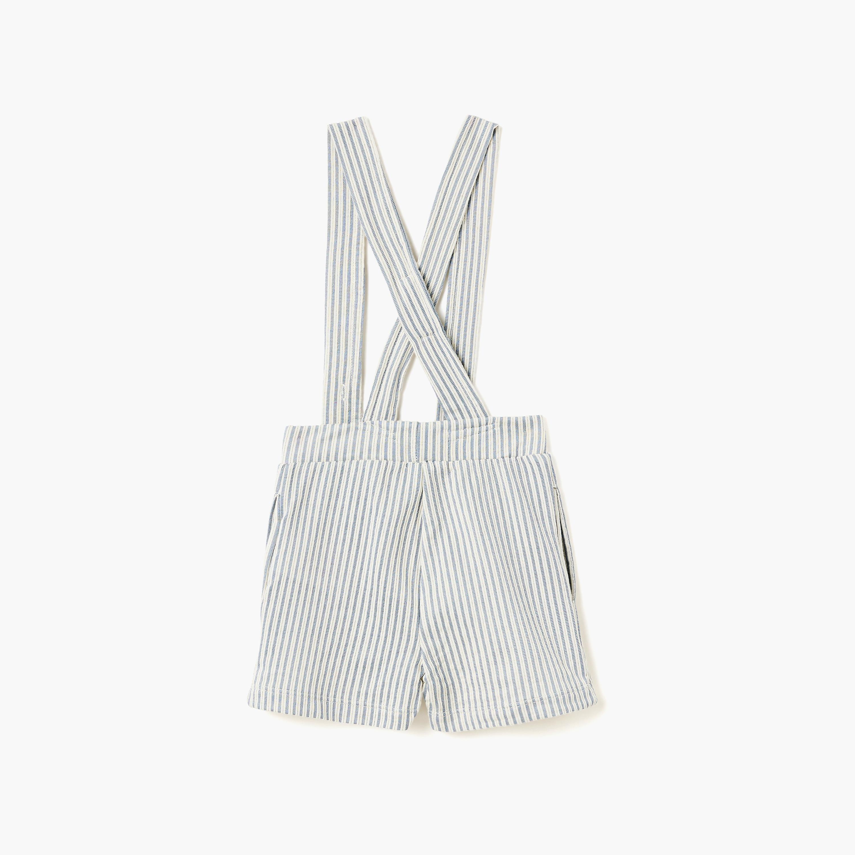 طقم بلوزة بولو كريمي وشورت بحمالات مخطط من ديركجي-boys-clothing-setsandcoords-image-3