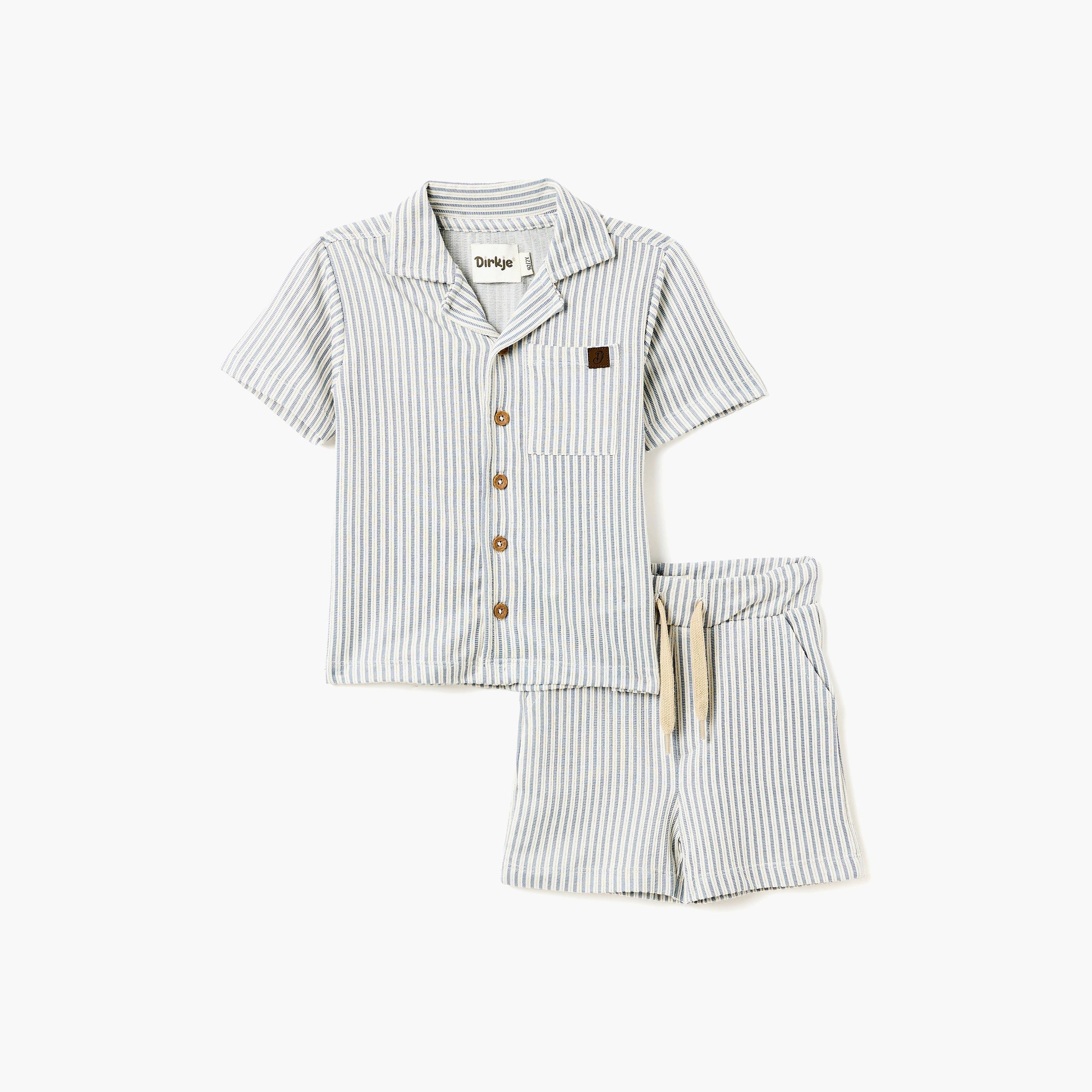 طقم قميص وشورت من قماش سيريساكر - مخطط أزرق من ديركجي-boys-clothing-setsandcoords-image-1