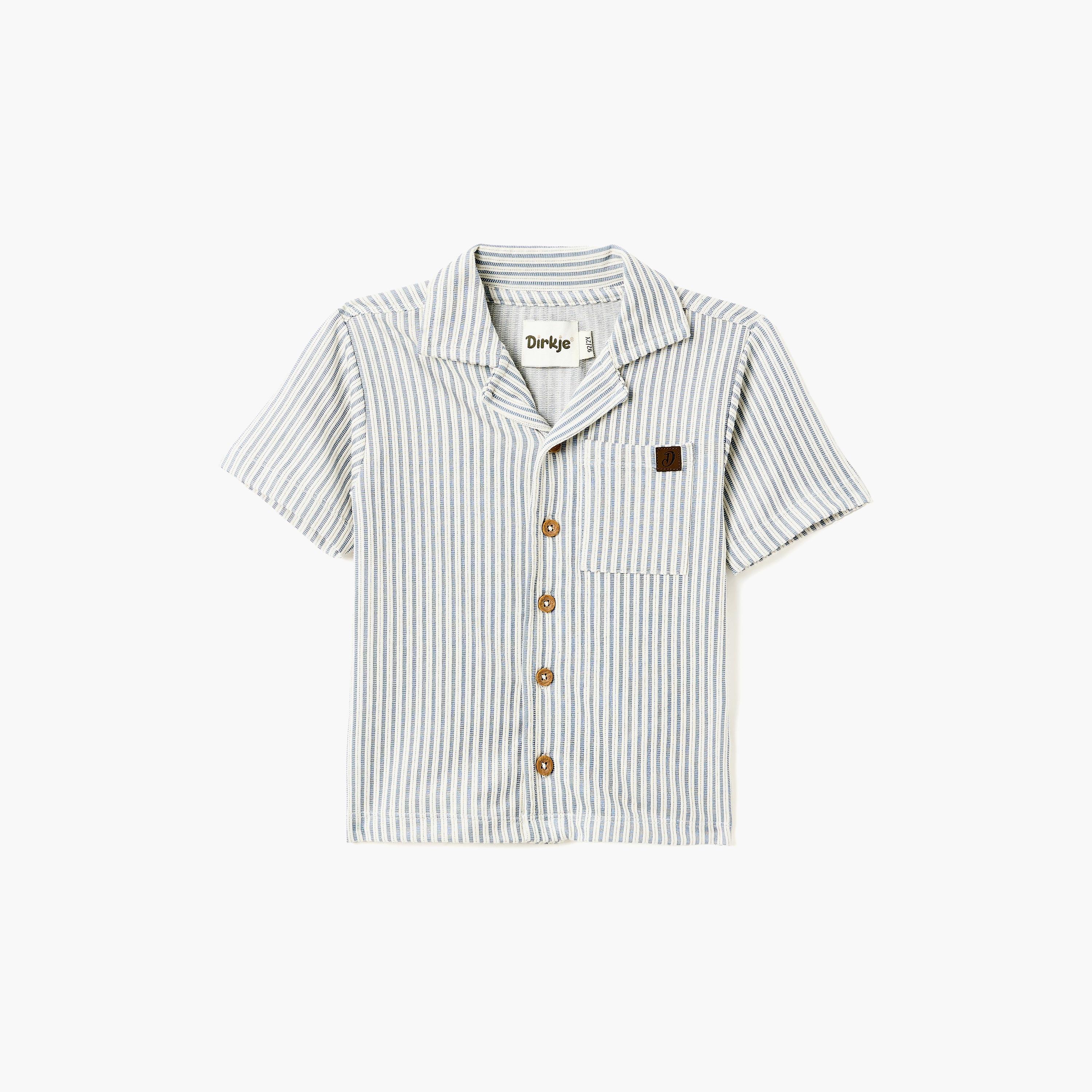 طقم قميص وشورت من قماش سيريساكر - مخطط أزرق من ديركجي-boys-clothing-setsandcoords-image-2