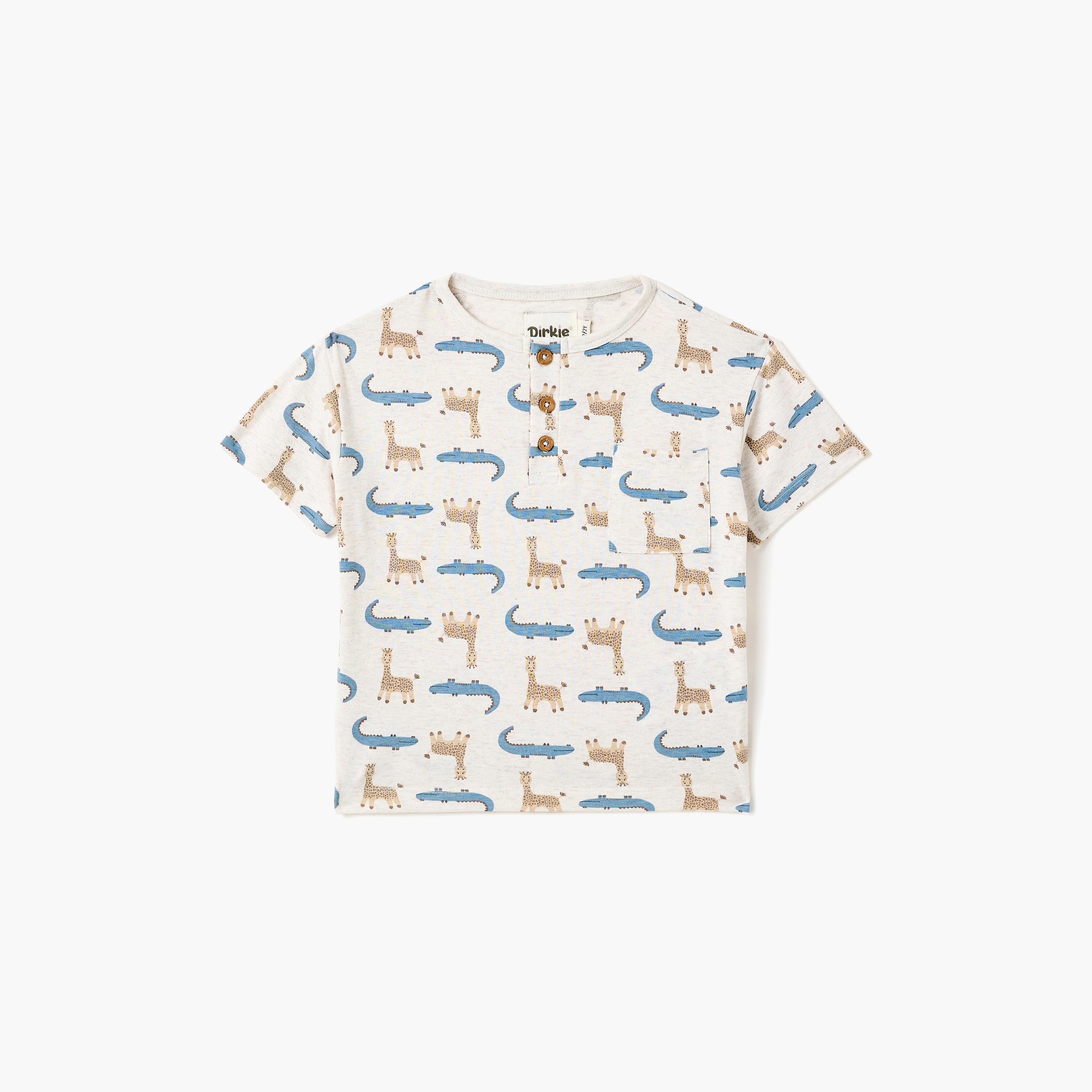 Dirkje Safari Adventure Henley Tee & Blue Cargo Jogger Set-boys-clothing-setsandcoords-image-2