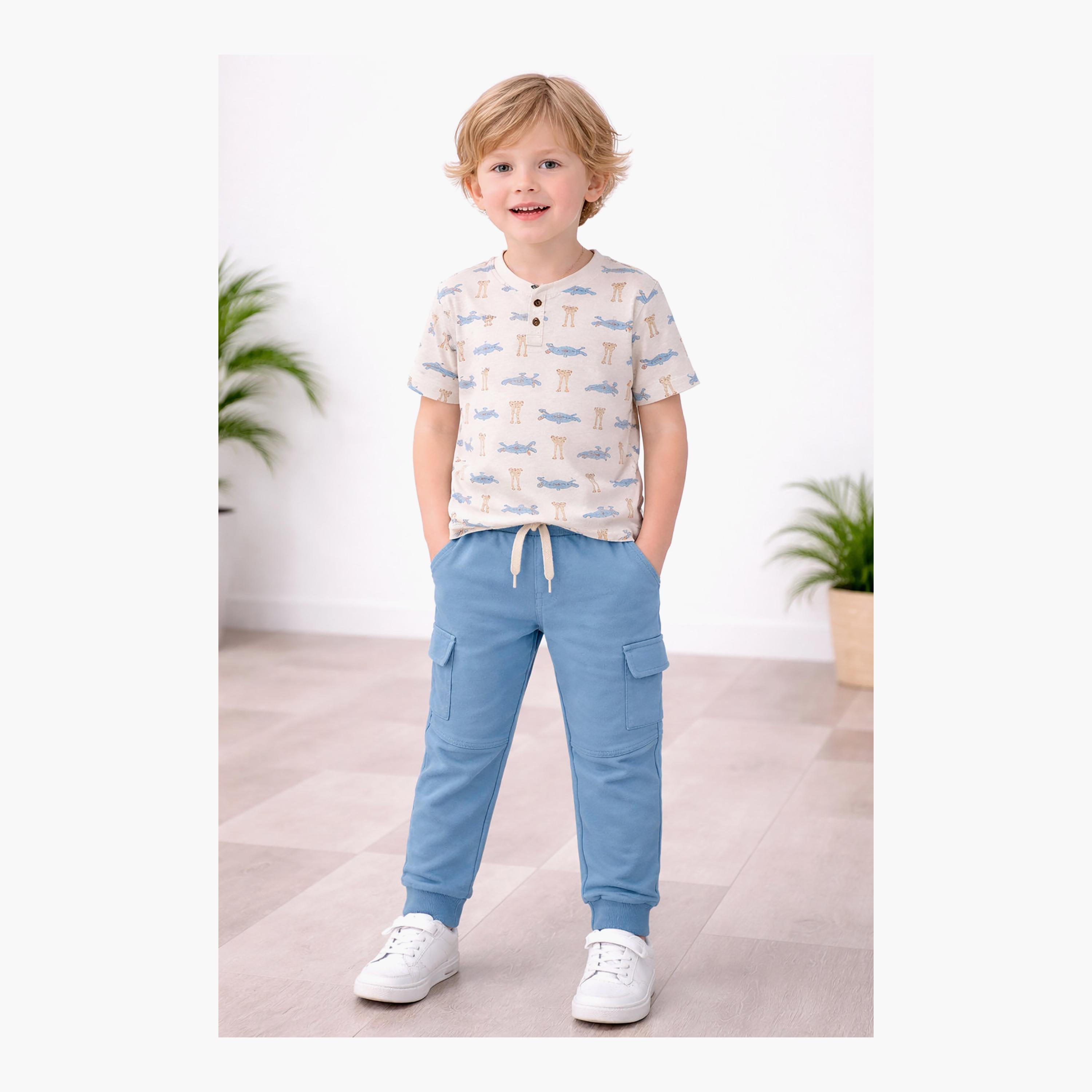 Dirkje Safari Adventure Henley Tee & Blue Cargo Jogger Set-boys-clothing-setsandcoords-image-6