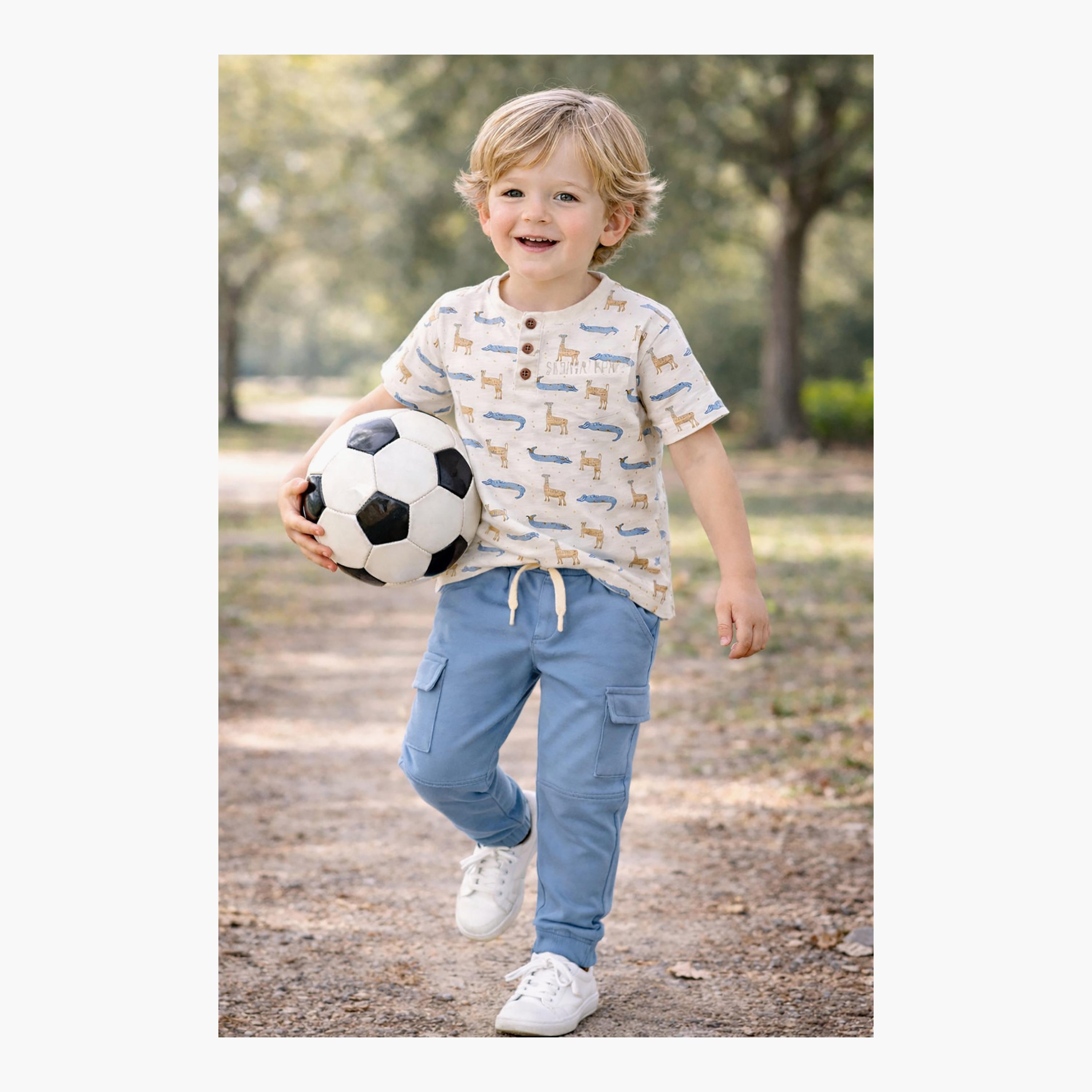 Dirkje Safari Adventure Henley Tee & Blue Cargo Jogger Set-boys-clothing-setsandcoords-image-7