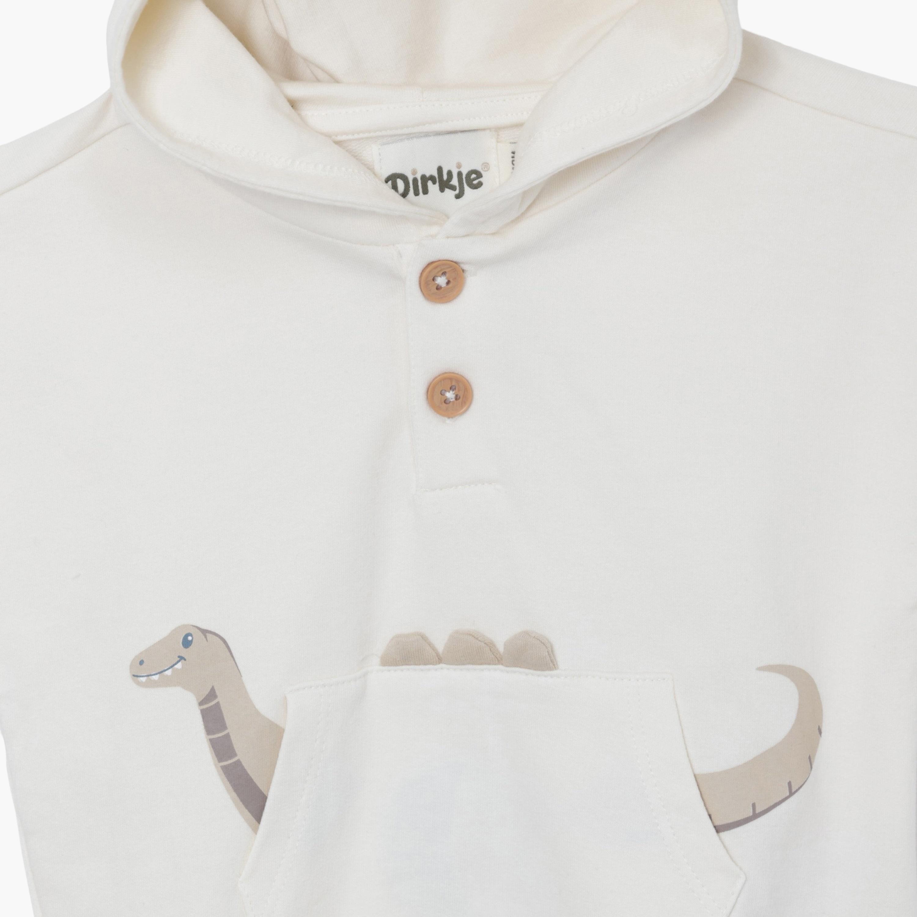 Victor and Jane Half Sleeves Cozy Dino Hooded T-Shirt & Striped Shorts Set-baby-boys-clothing-setsandcoords-image-2