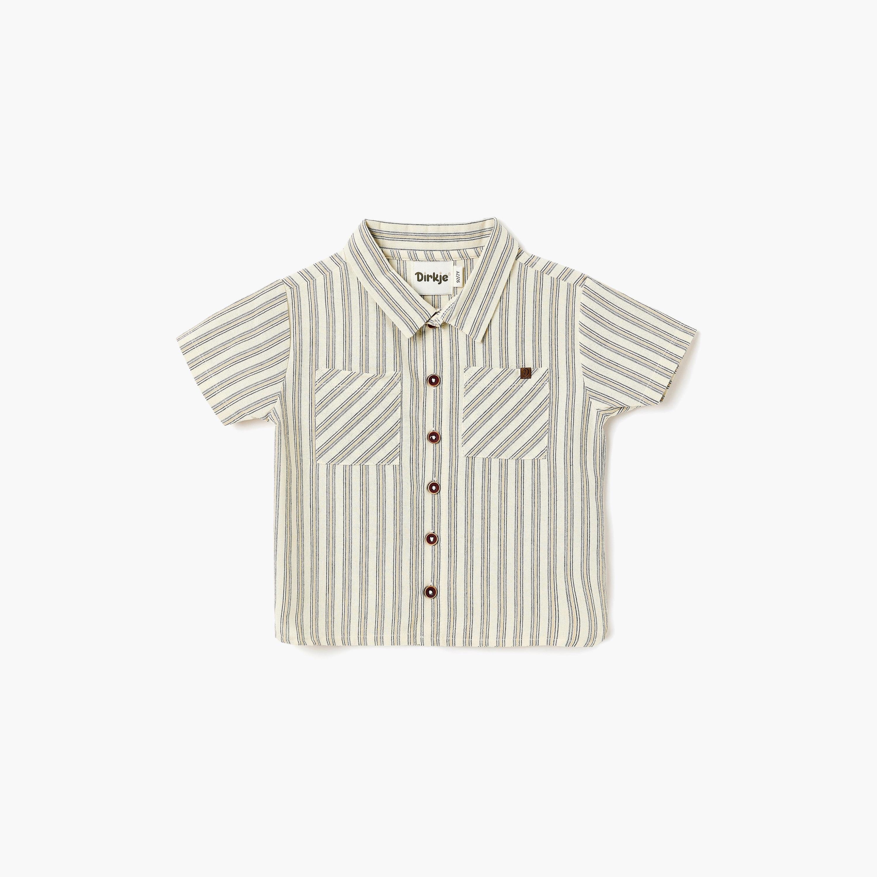 Dirkje Coastal Stripe Collared Button-Front Shirt & Draw-Waist Shorts Set-baby-boys-clothing-setsandcoords-image-2