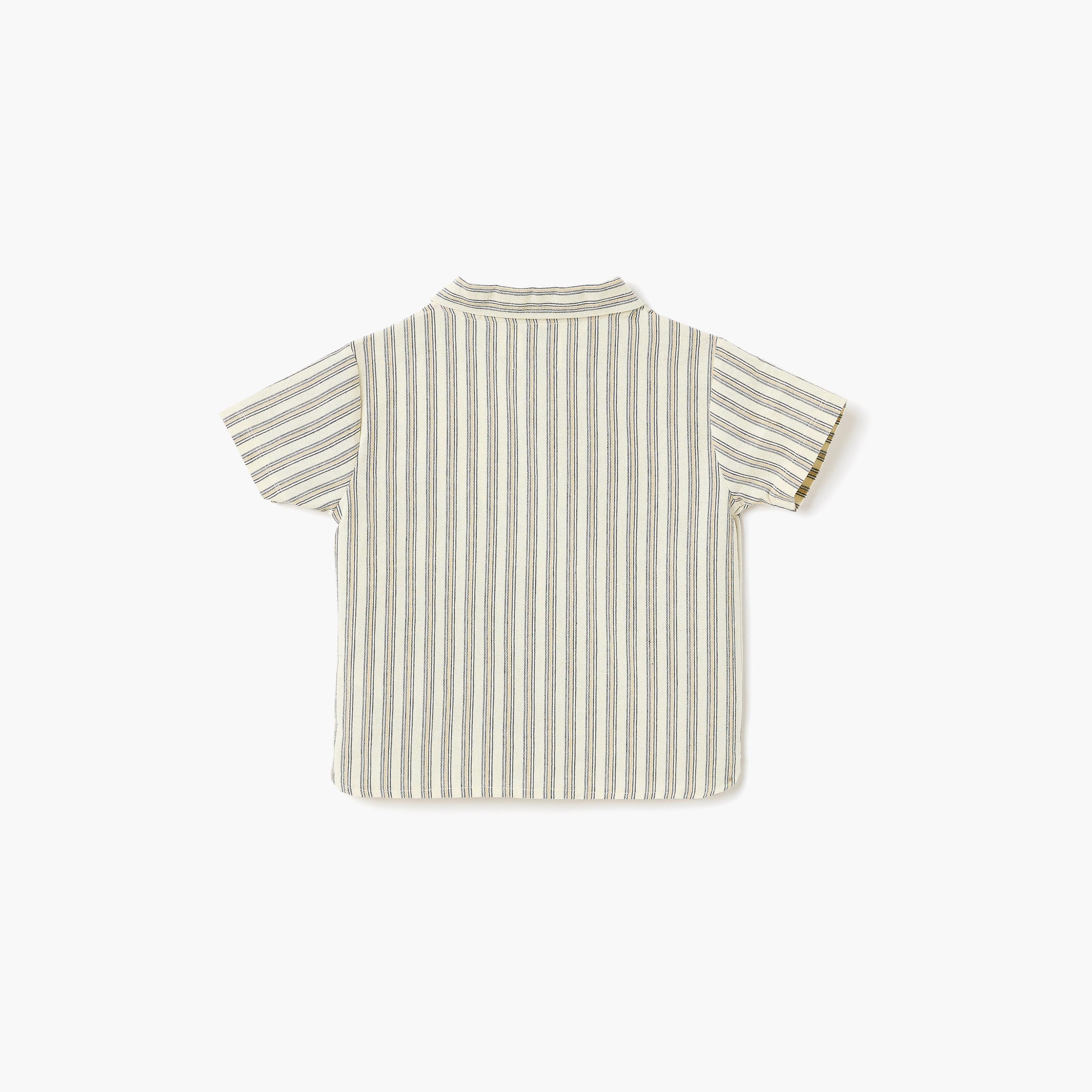 Dirkje Coastal Stripe Collared Button-Front Shirt & Draw-Waist Shorts Set-baby-boys-clothing-setsandcoords-image-3