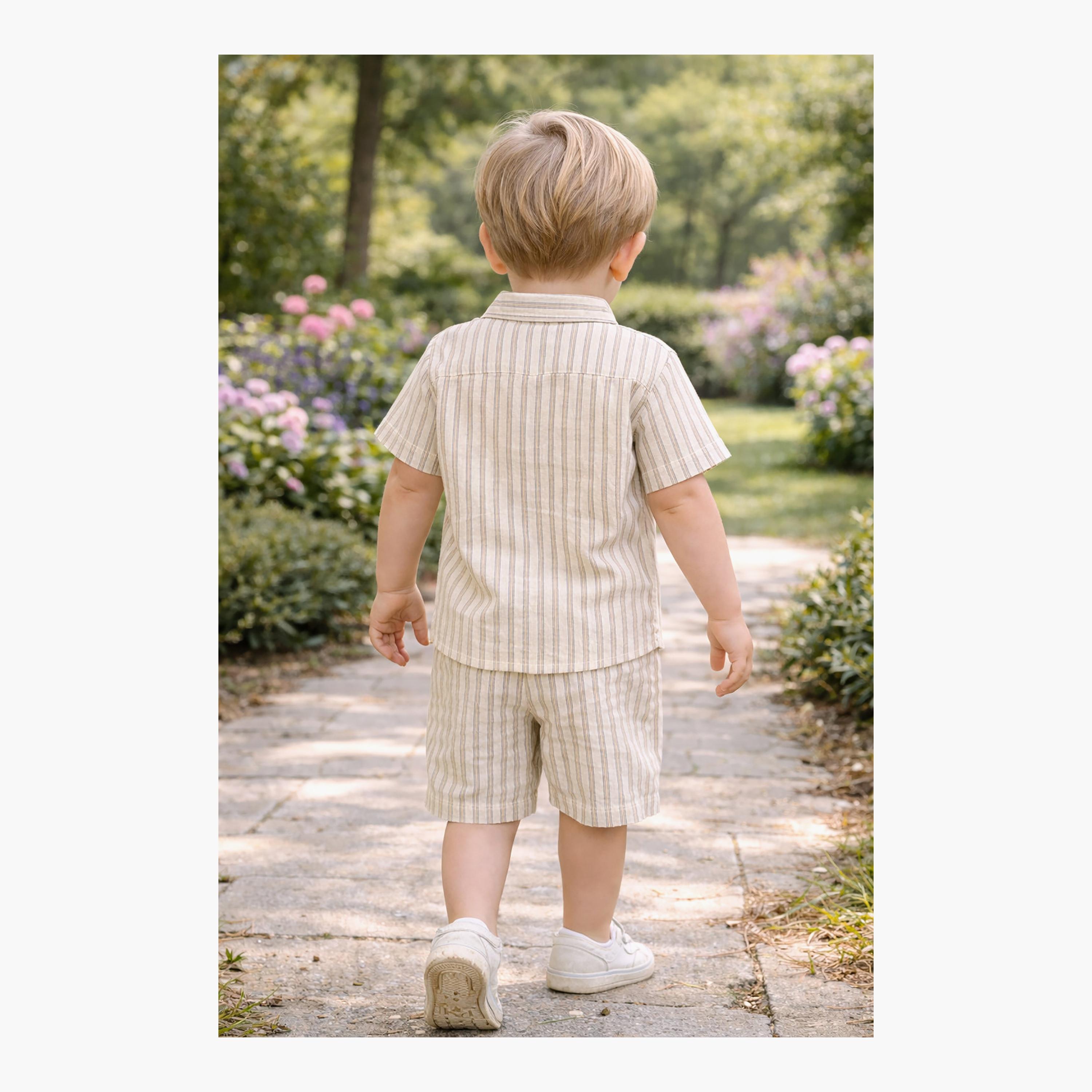 Dirkje Coastal Stripe Collared Button-Front Shirt & Draw-Waist Shorts Set-baby-boys-clothing-setsandcoords-image-7