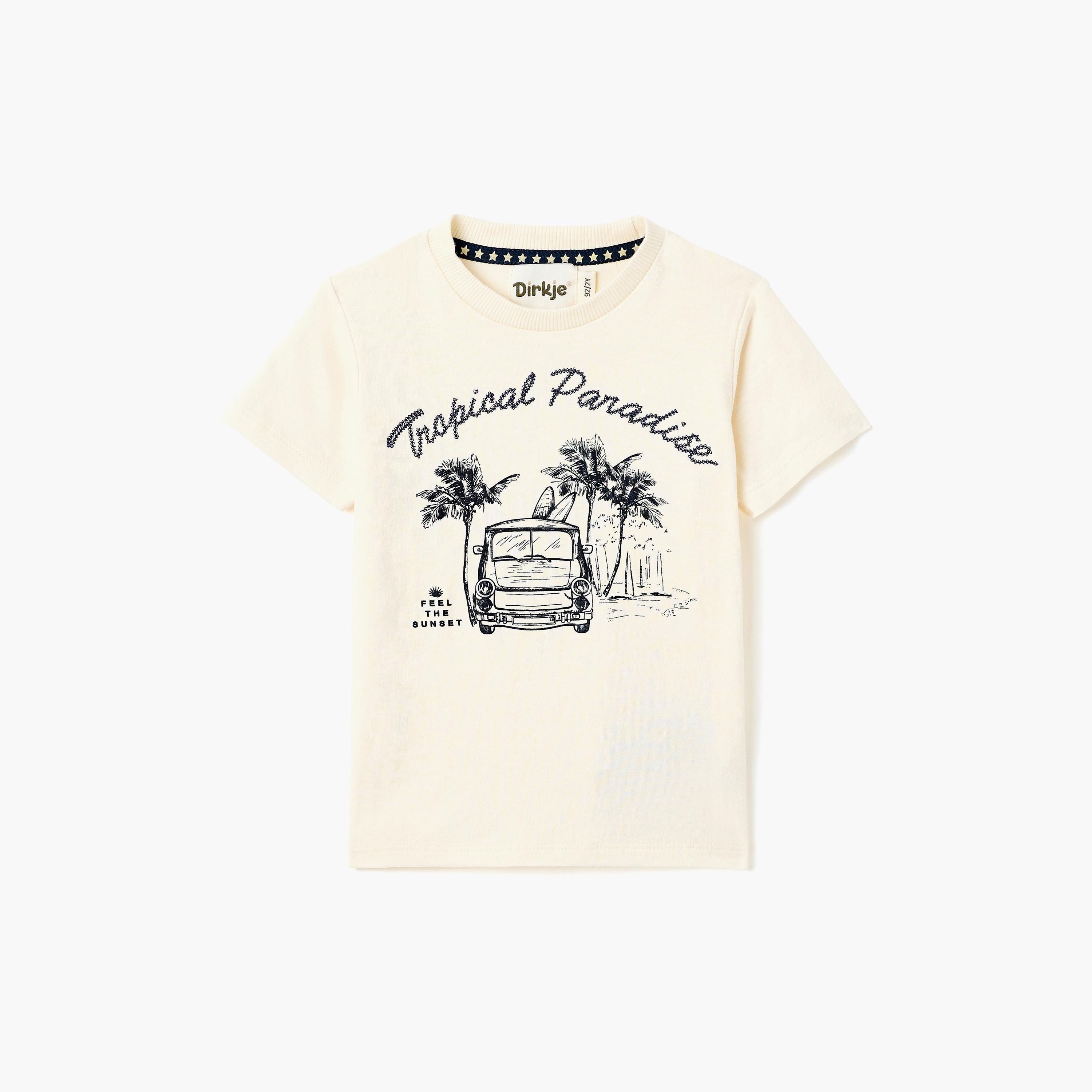 Dirkje ropical Wheels Cotton Tee & Striped-Waistband Shorts Set-baby-boys-clothing-setsandcoords-image-2