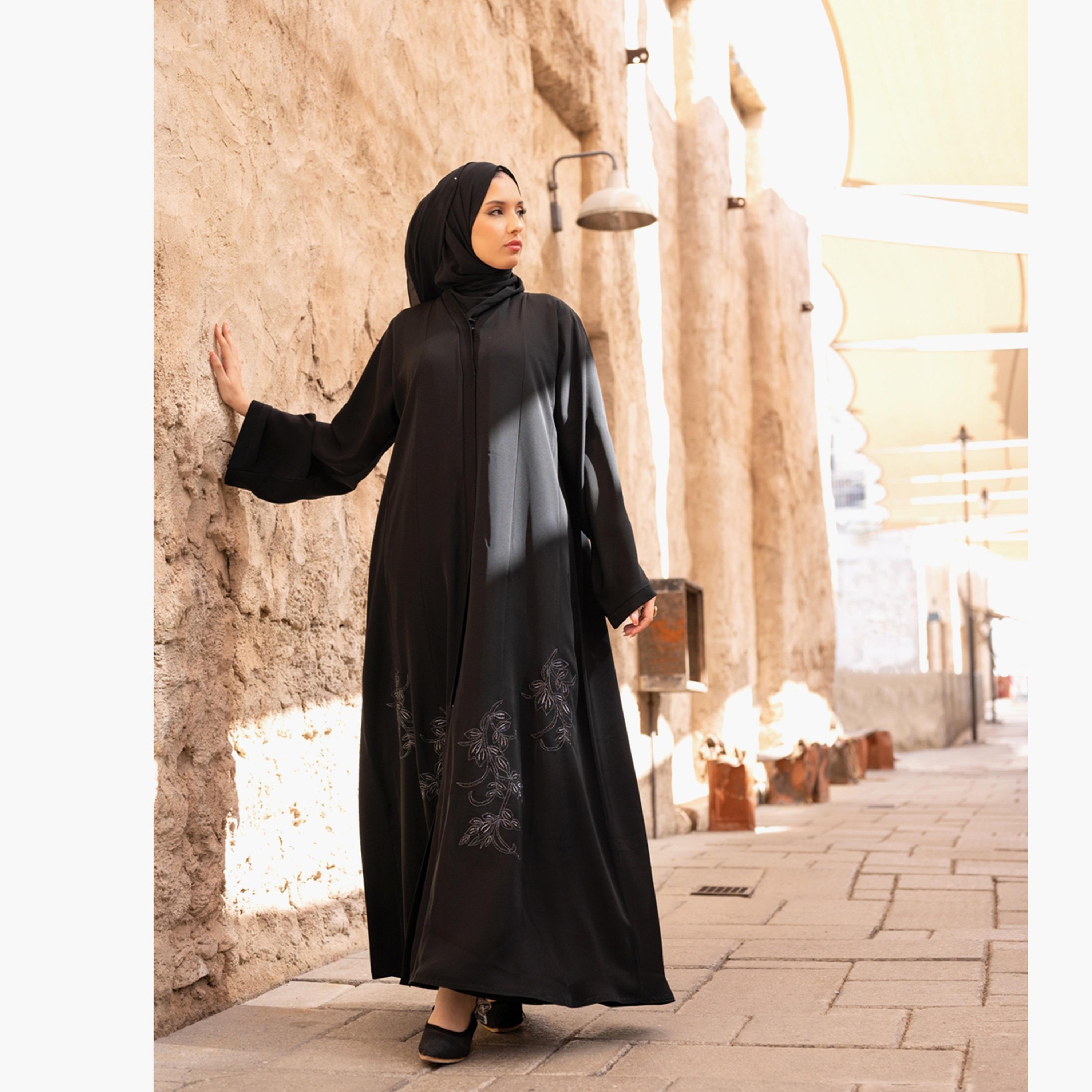 Buy Women s Nukhbaa Beaded Detailed Abaya with Hijab Online Centrepoint UAE