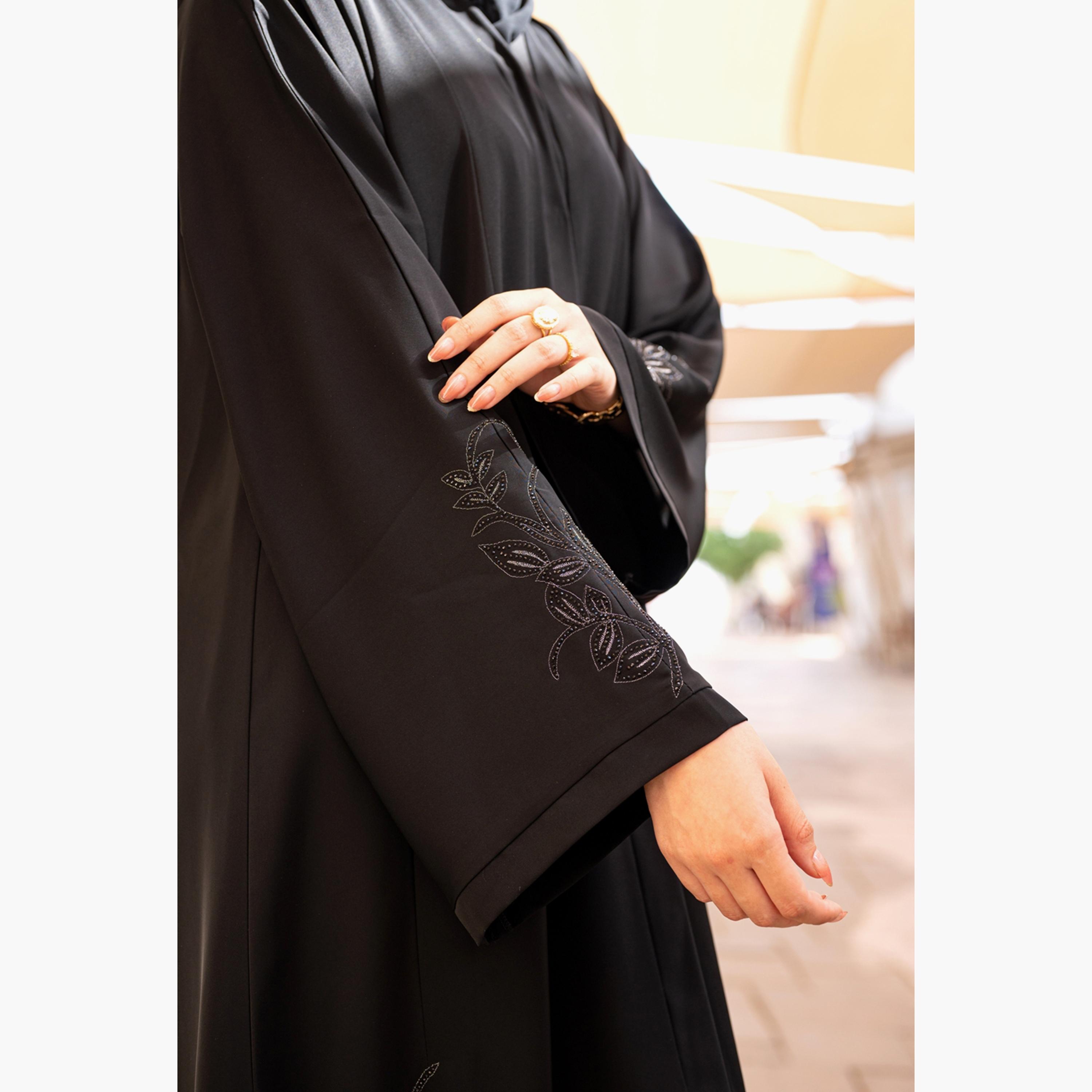 Buy Women s Nukhbaa Beaded Detailed Abaya with Hijab Online Centrepoint UAE