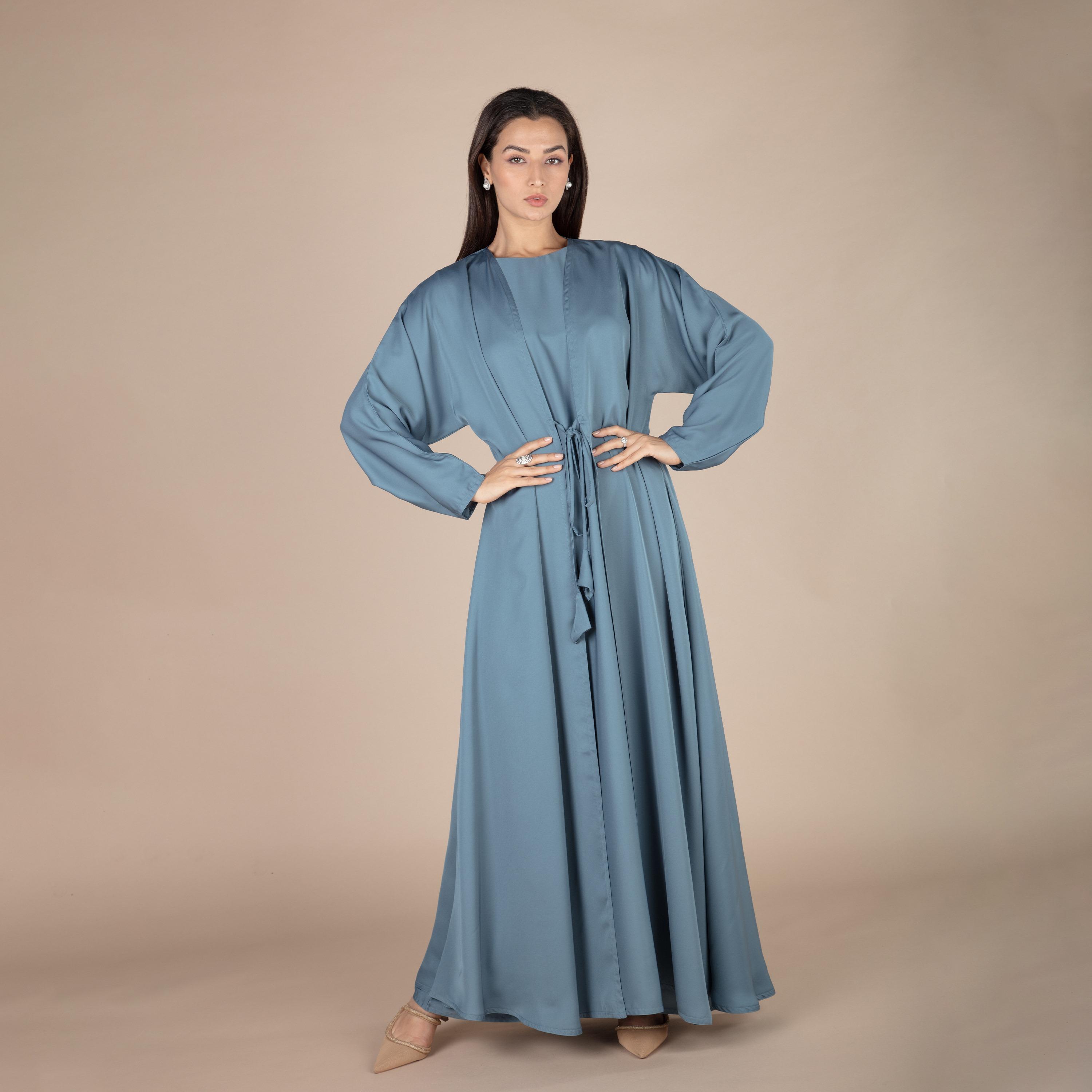 نخبه عباية سادة برباط أمامي مع حجاب-women-arabicclothing-abayas-image-1