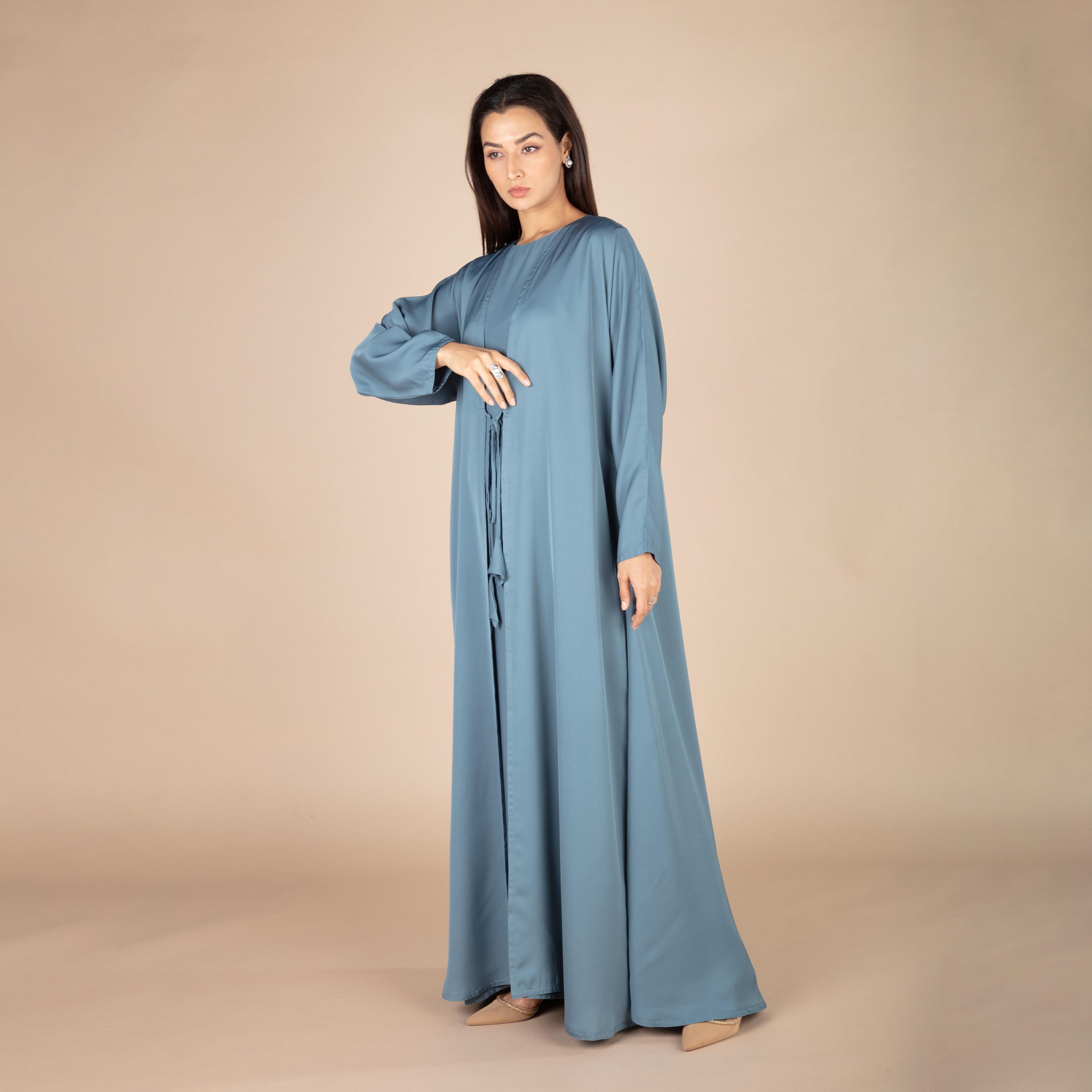 نخبه عباية سادة برباط أمامي مع حجاب-women-arabicclothing-abayas-image-3