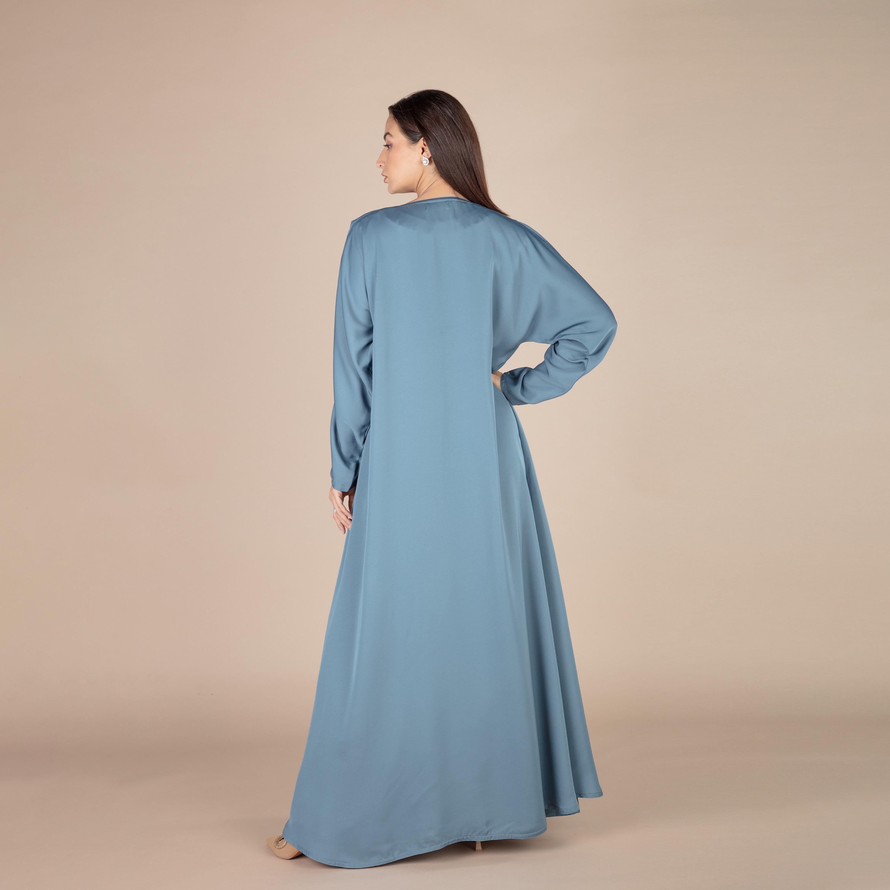 نخبه عباية سادة برباط أمامي مع حجاب-women-arabicclothing-abayas-image-4