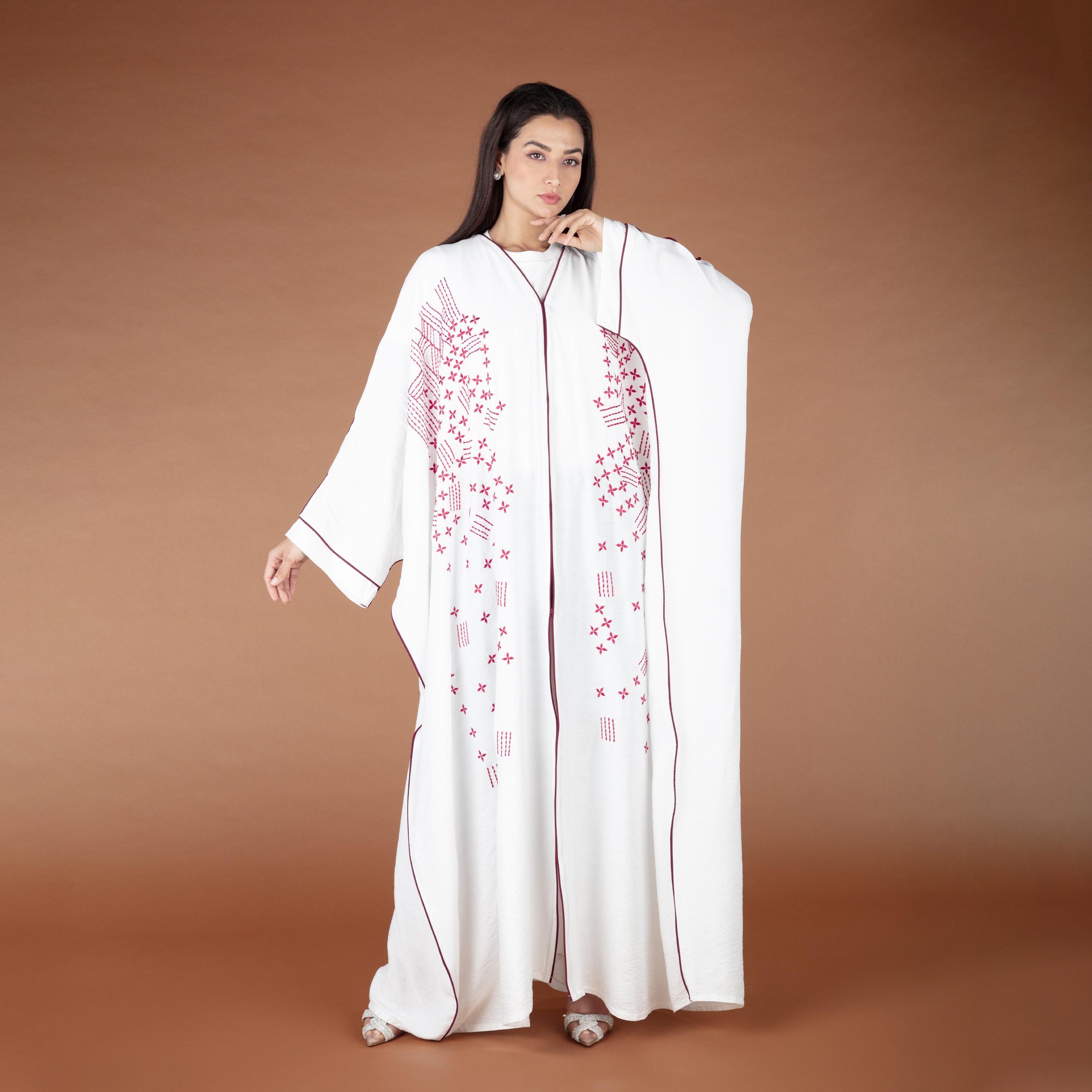 Nukhbaa Embroidered Detailed Abaya with Hijab-women-arabicclothing-abayas-image-1