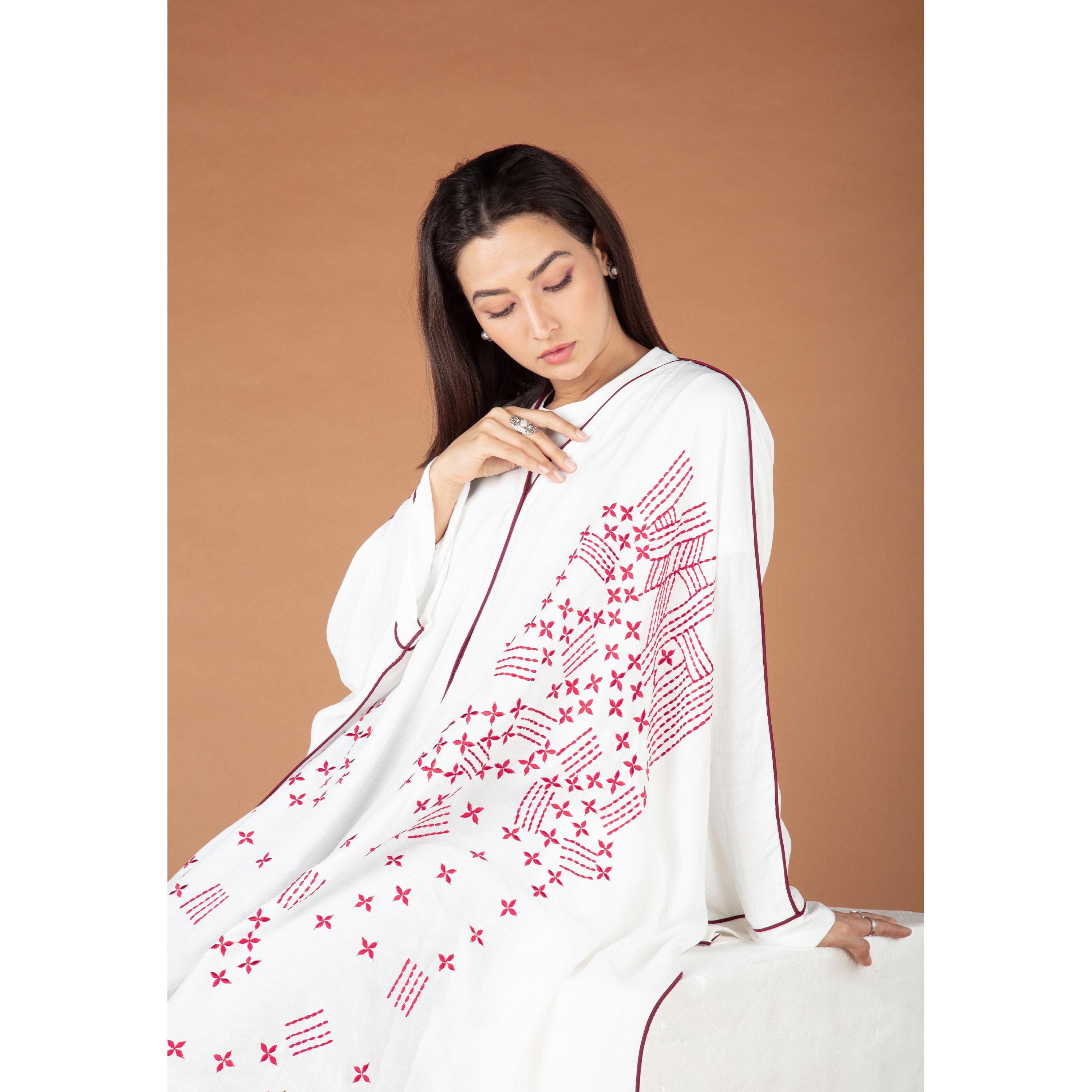 Nukhbaa Embroidered Detailed Abaya with Hijab-women-arabicclothing-abayas-image-3