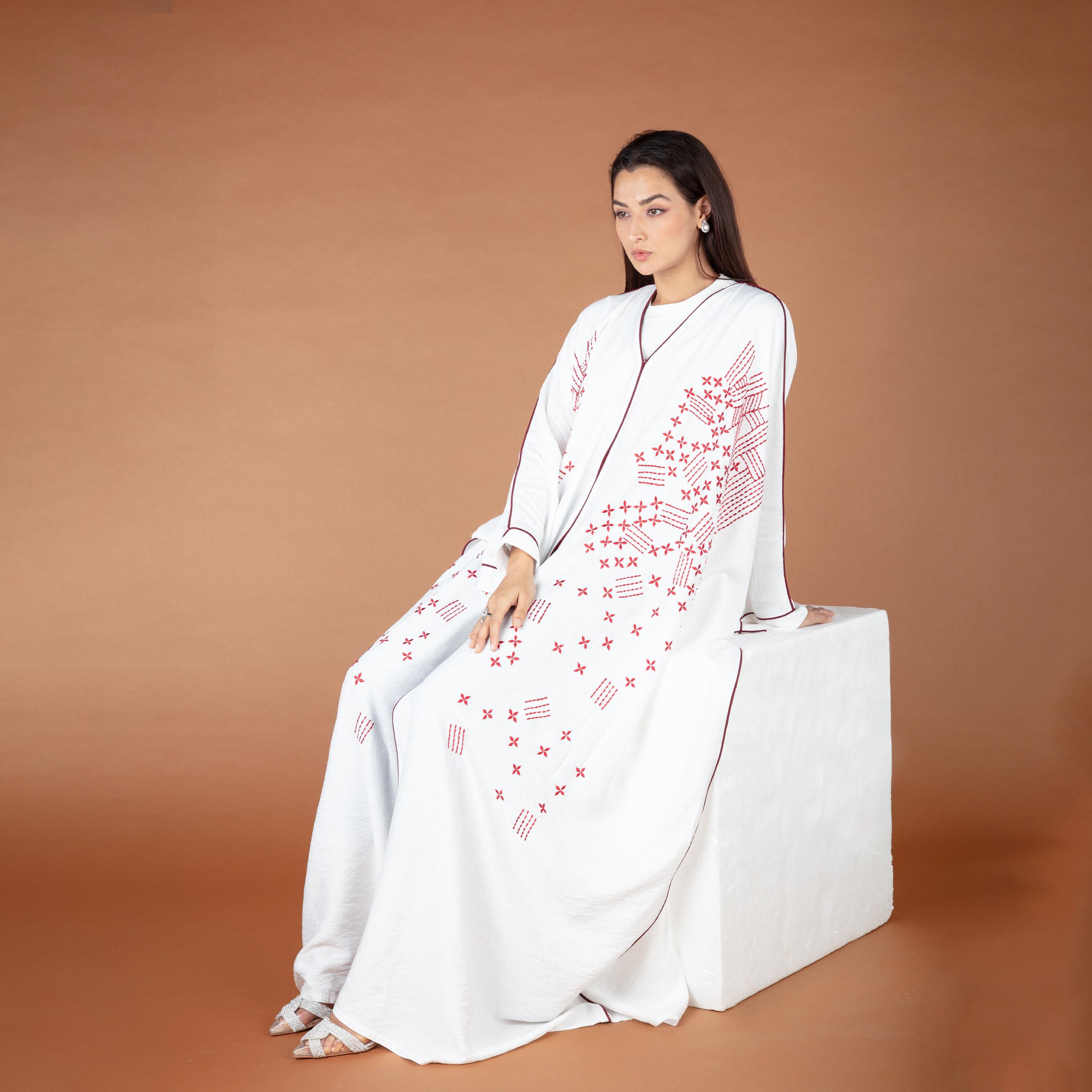Nukhbaa Embroidered Detailed Abaya with Hijab-women-arabicclothing-abayas-image-4
