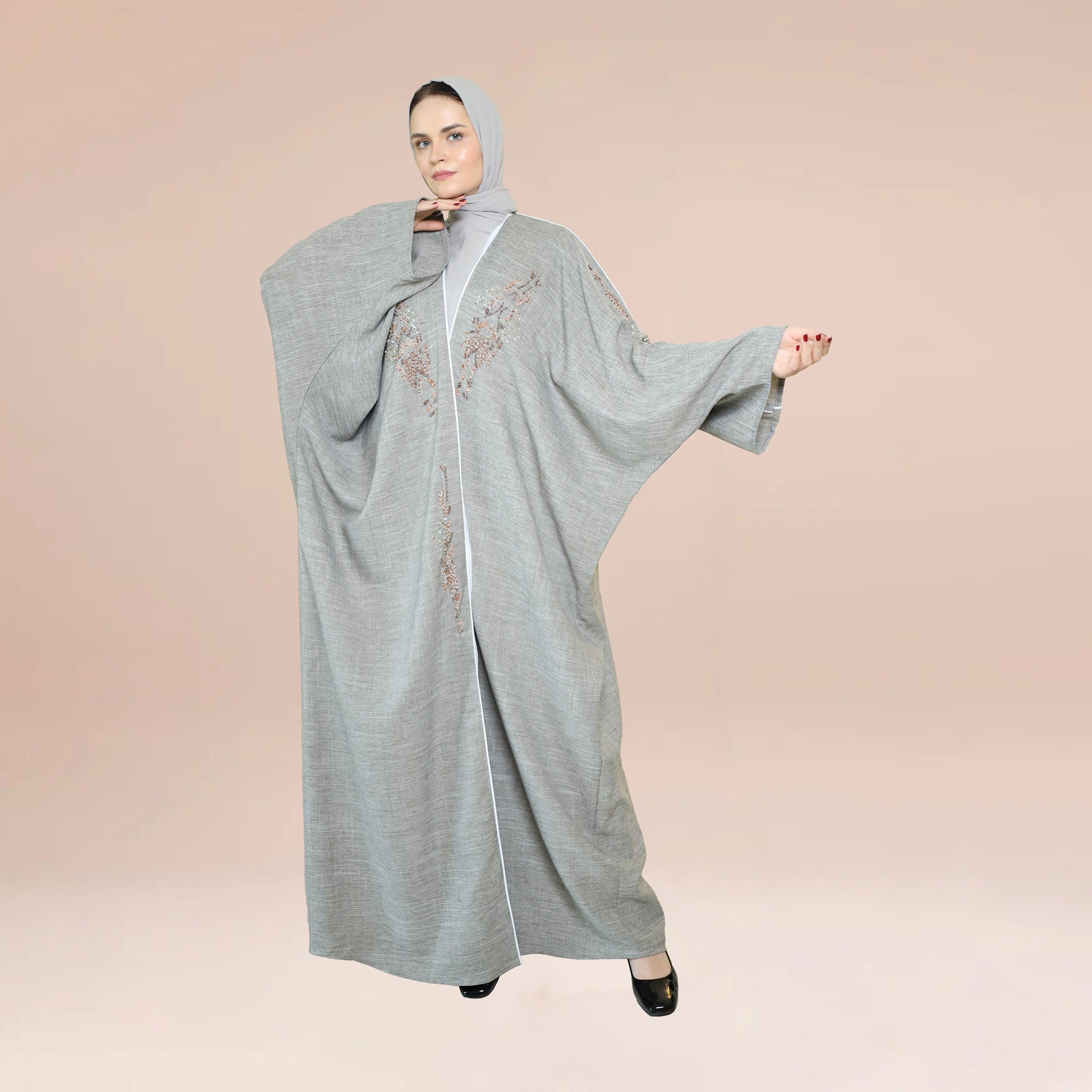 Nukhbaa Crystal Detailed Abaya with Hijab-women-arabicclothing-abayas-image-1