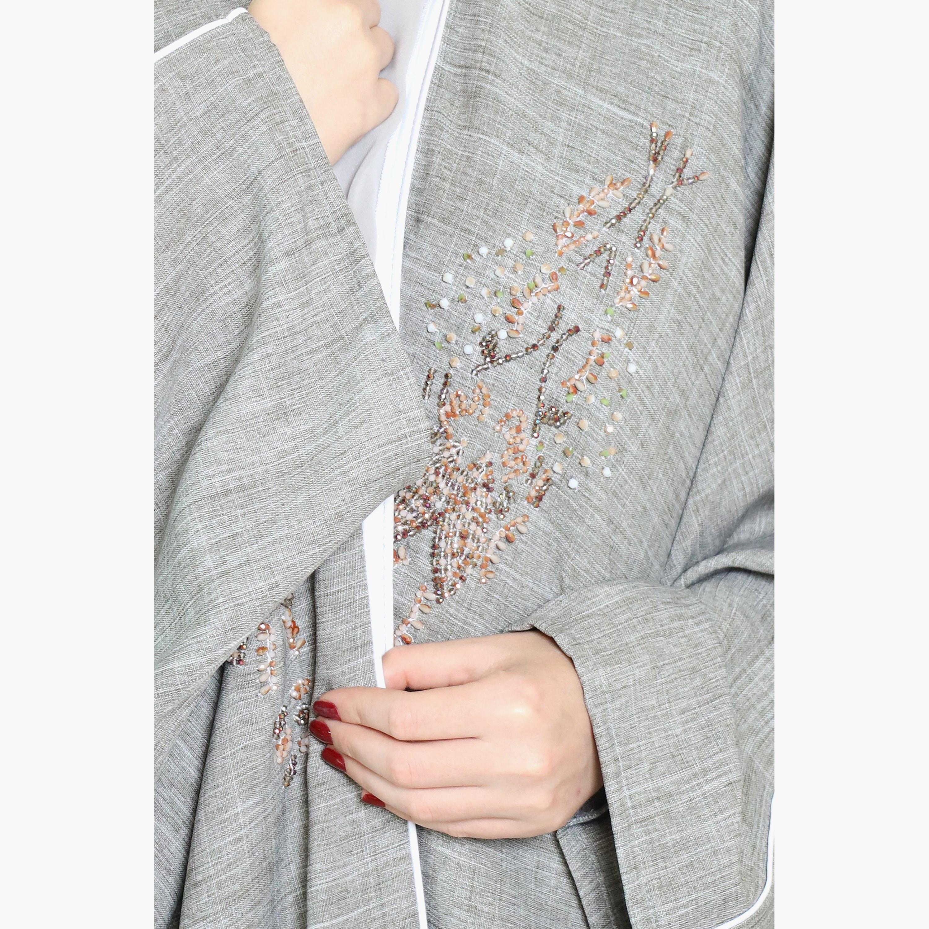 Nukhbaa Crystal Detailed Abaya with Hijab-women-arabicclothing-abayas-image-2