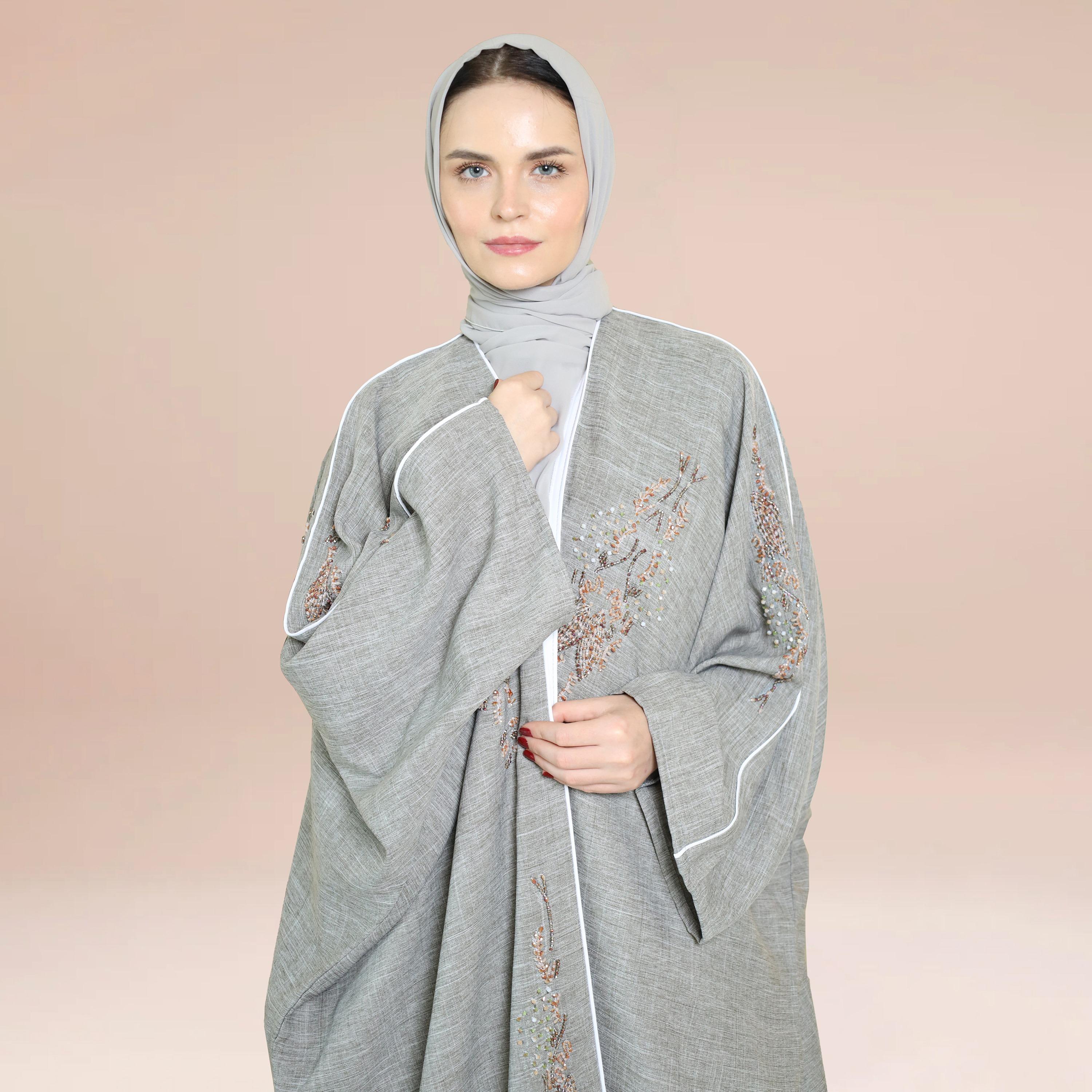 Nukhbaa Crystal Detailed Abaya with Hijab-women-arabicclothing-abayas-image-3