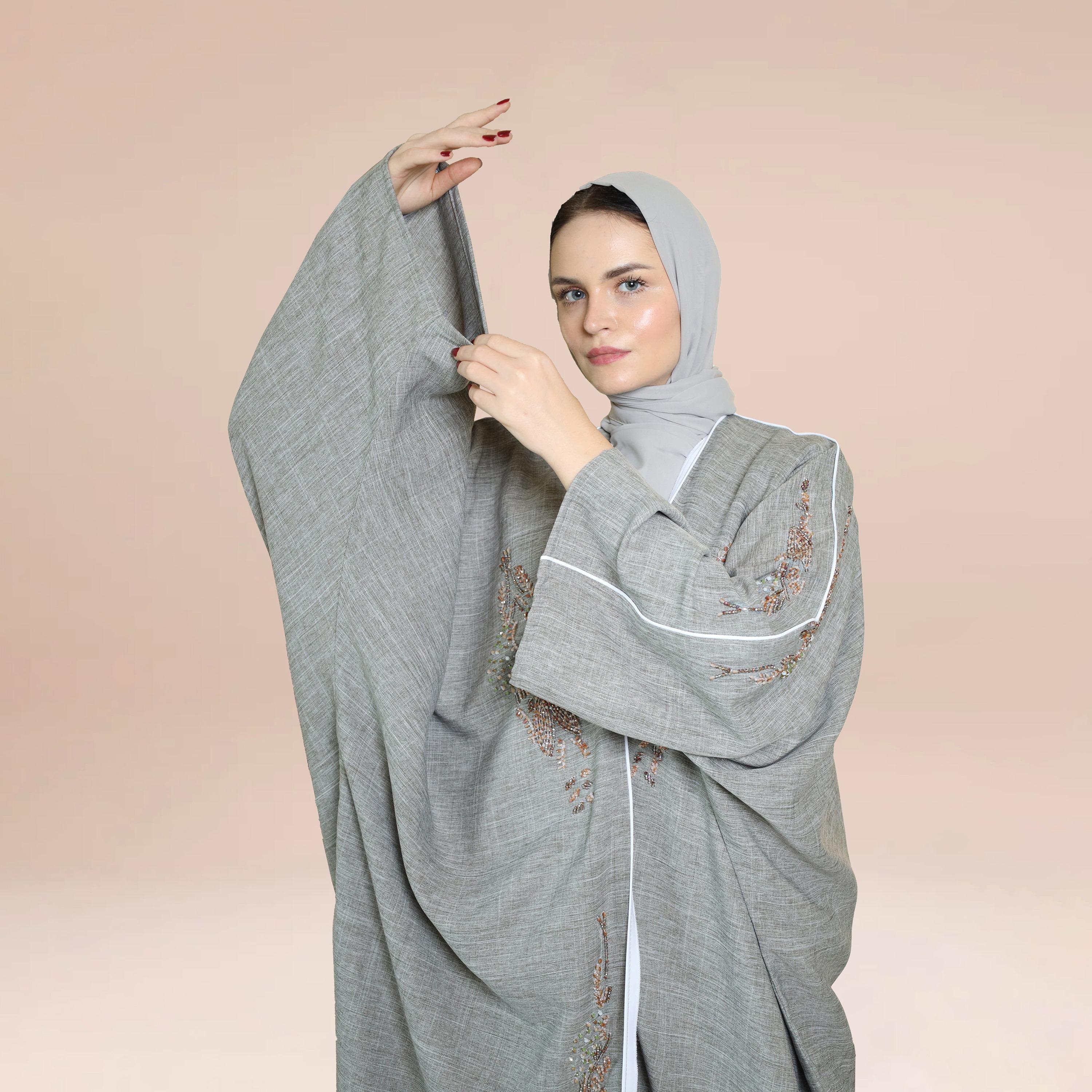 Nukhbaa Crystal Detailed Abaya with Hijab-women-arabicclothing-abayas-image-4