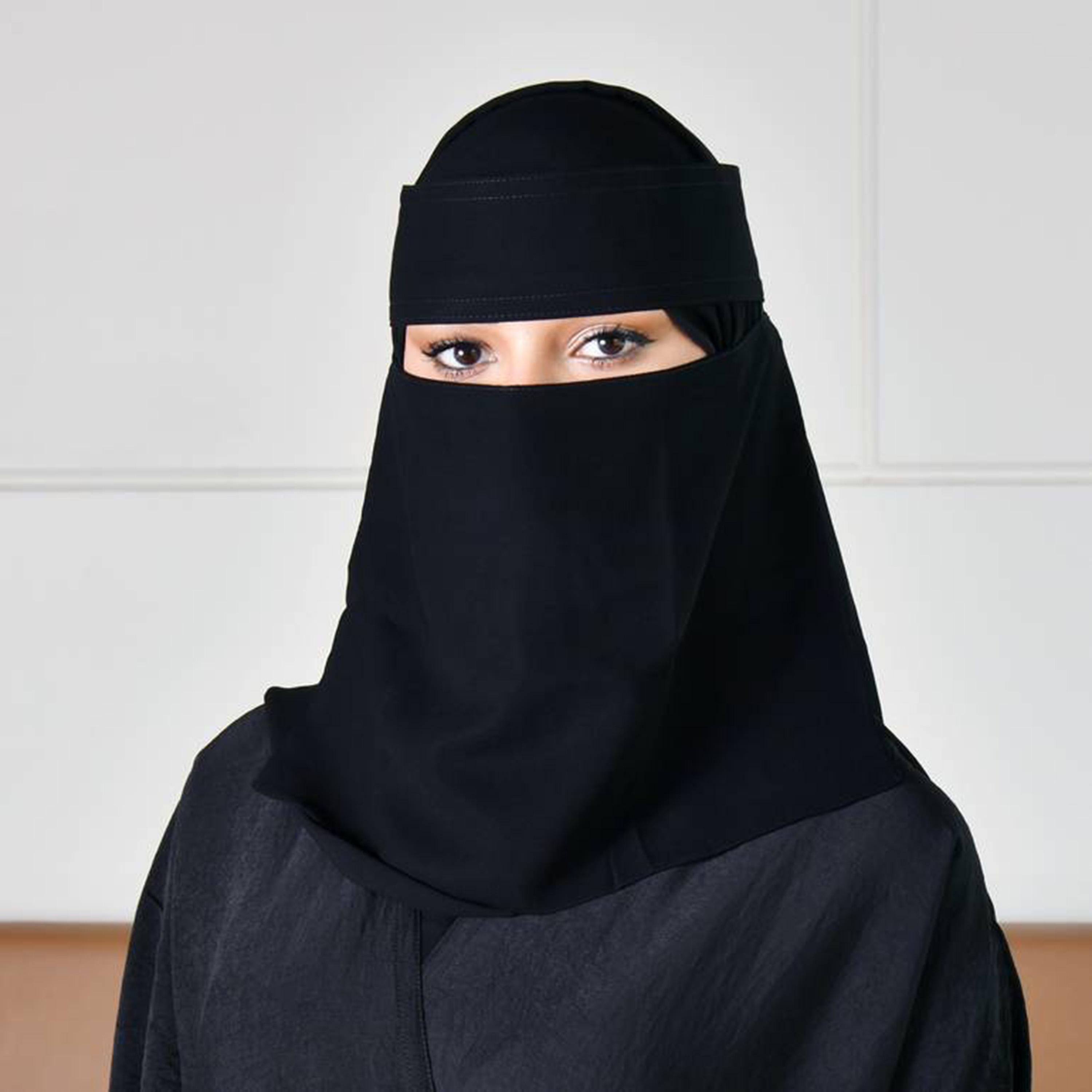 Beyond Abaya Black Silk Women's Niqab with Tie Closure-women-arabicclothing-headscarf-niqab-image-1