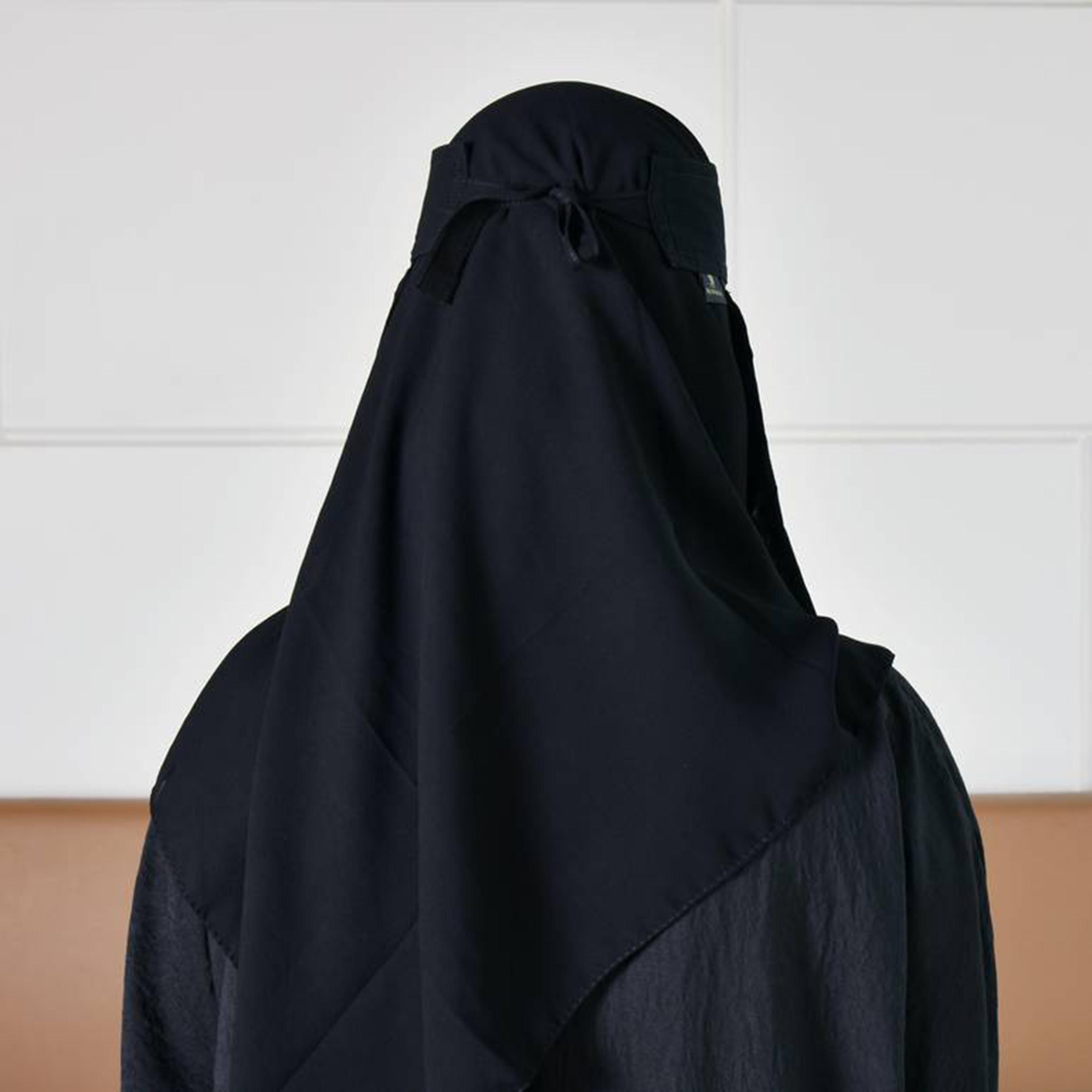 Beyond Abaya Black Silk Women's Niqab with Tie Closure-women-arabicclothing-headscarf-niqab-image-4