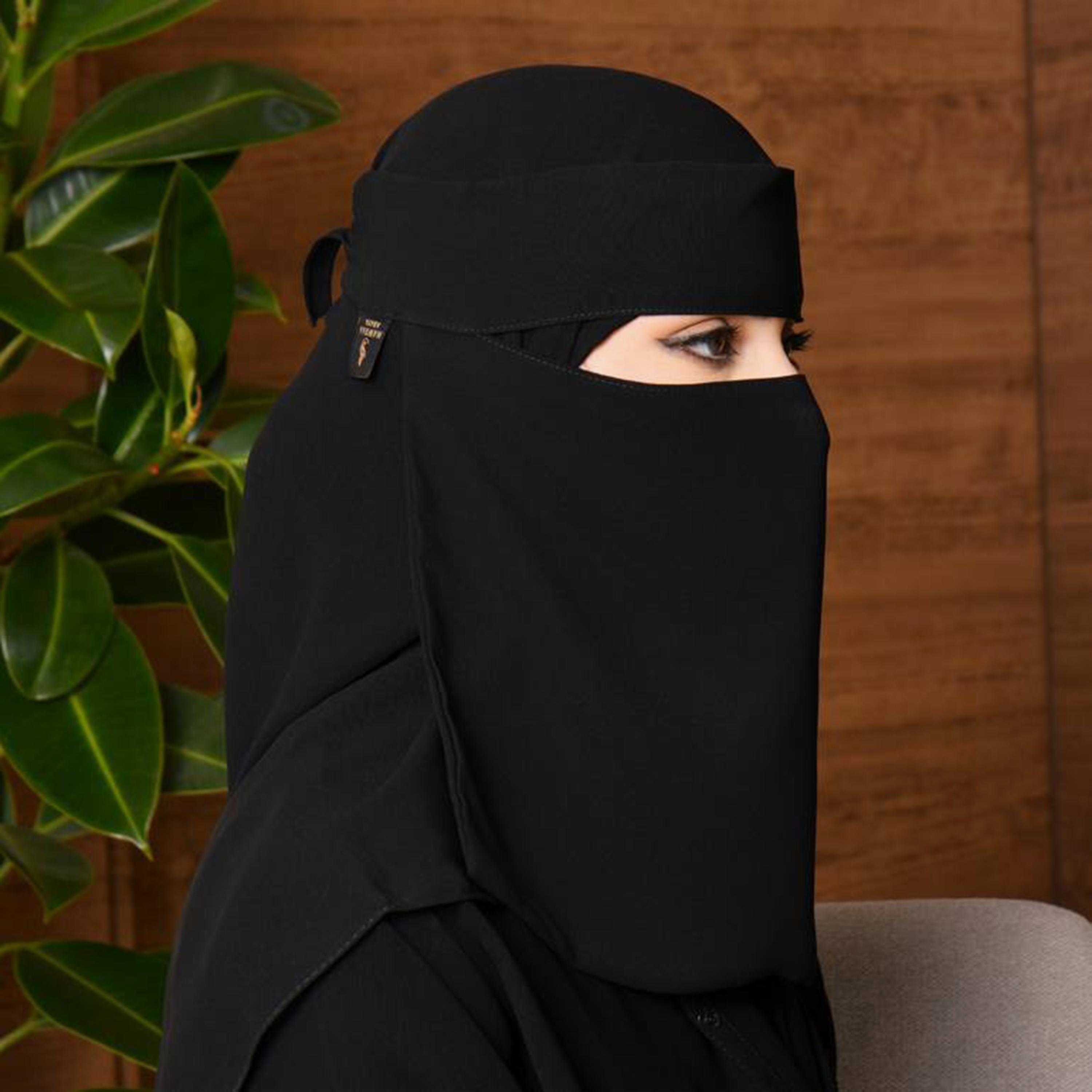 Beyond Abaya Black Silk Women's Niqab with Tie Closure-women-arabicclothing-headscarf-niqab-image-2