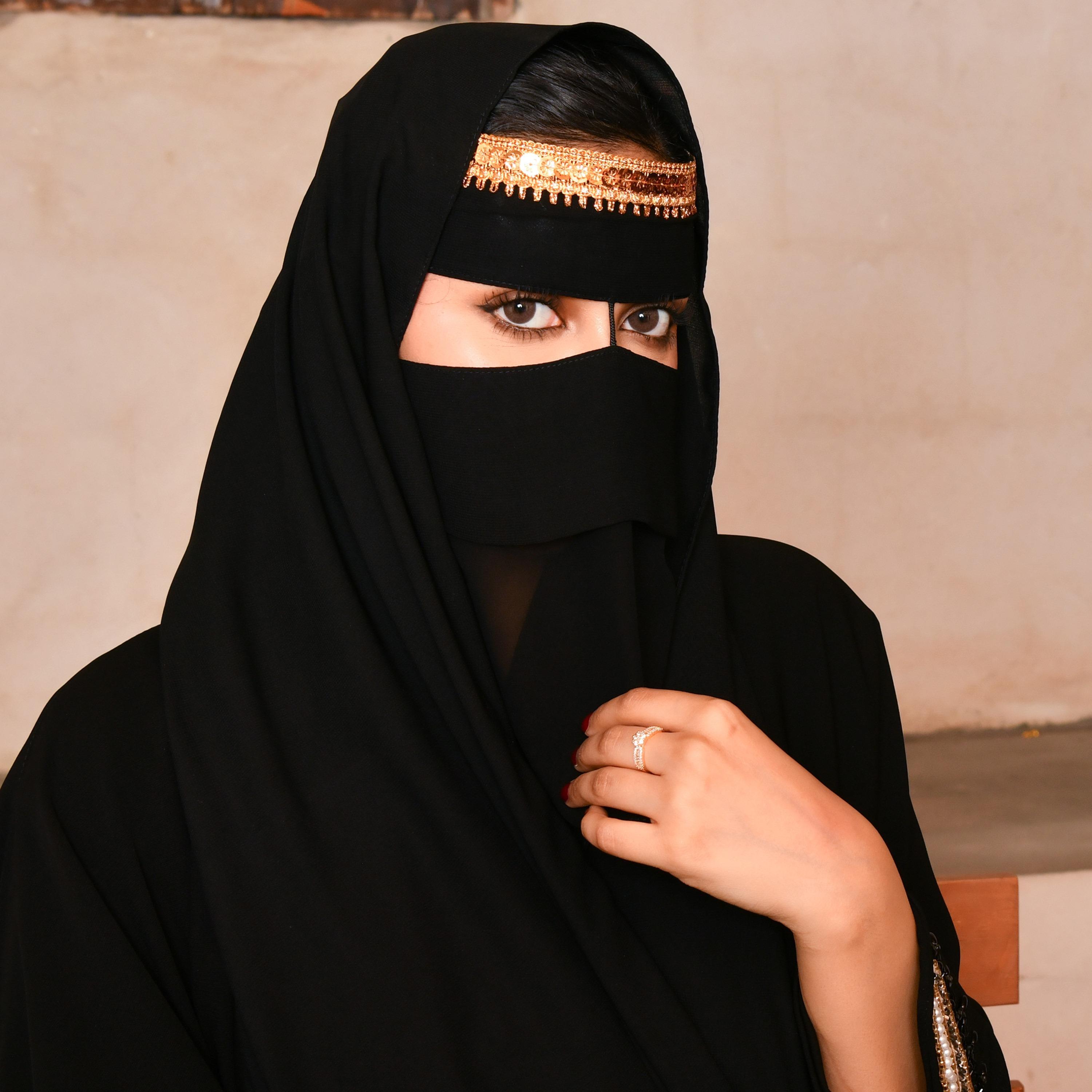 Hawraa Plain Gota Work Niqab-women-arabicclothing-headscarf-hijab-image-1