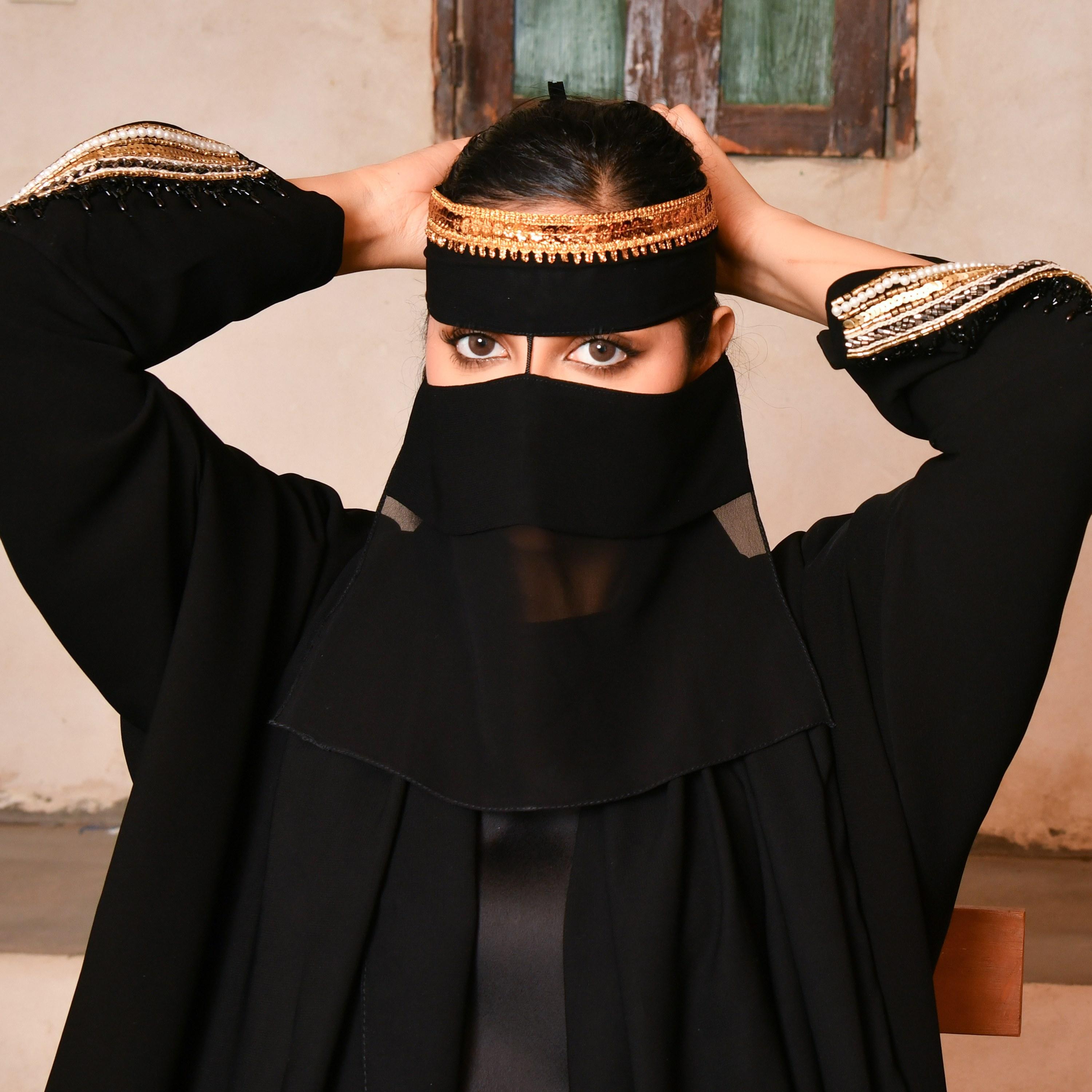 Hawraa Plain Gota Work Niqab-women-arabicclothing-headscarf-hijab-image-3