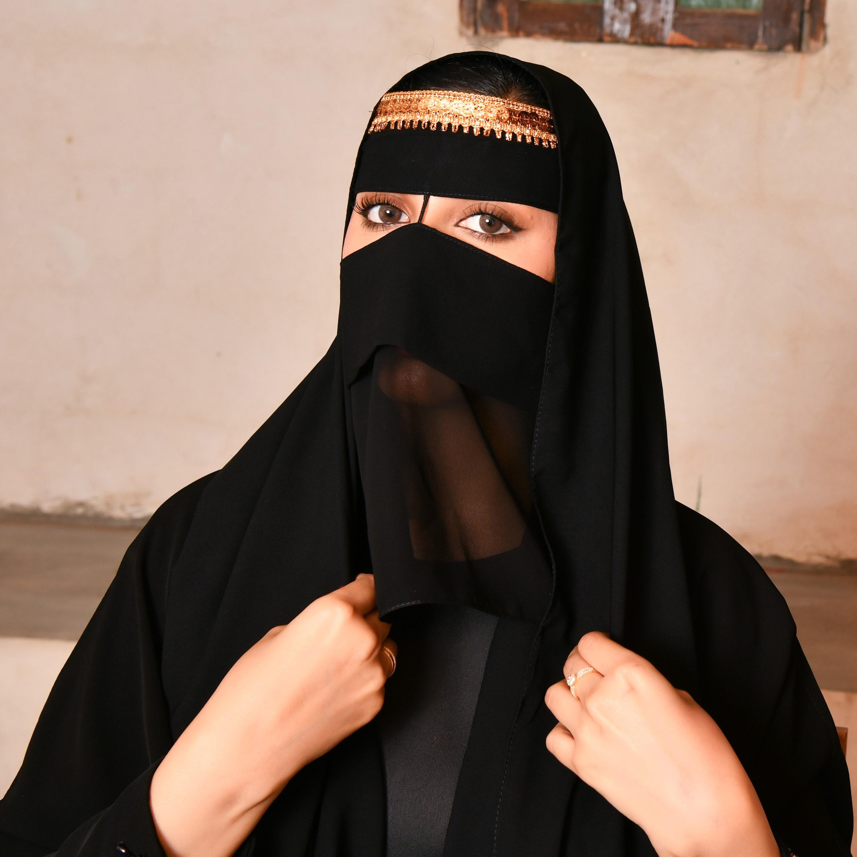 Hawraa Plain Gota Work Niqab-women-arabicclothing-headscarf-hijab-image-5