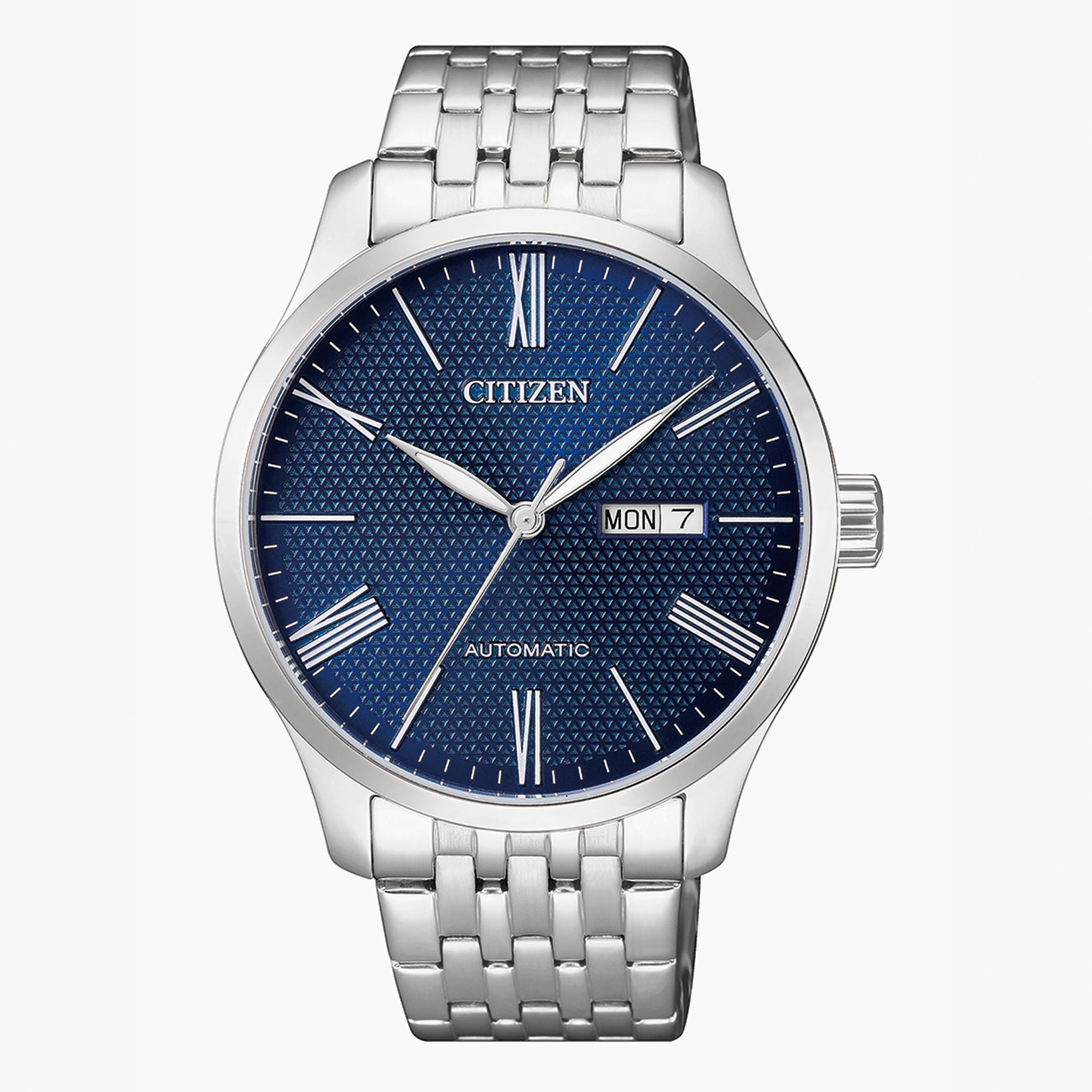 ساعة تناظرية فضيّة اليوم والتاريخ بحزام معدني للرجال من سيتيزن - NH8350 59L-men-watchesandjewellery-watches-image-1