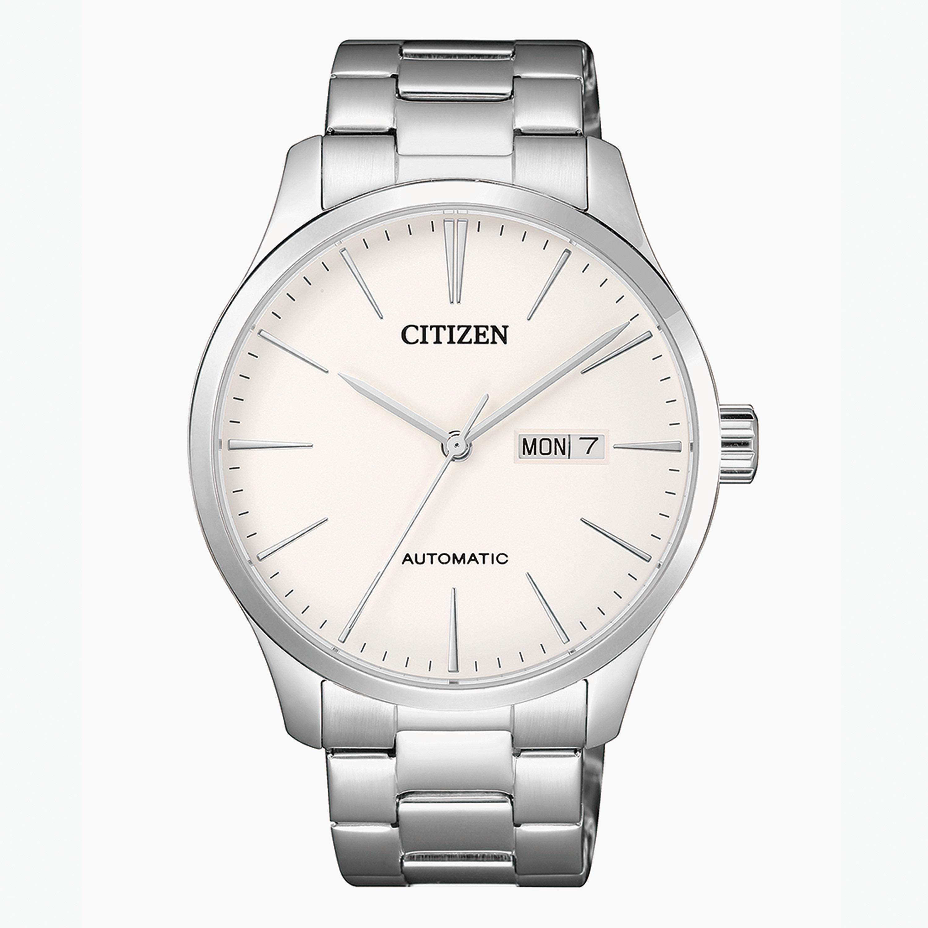 ساعة تناظرية فضيّة اليوم والتاريخ بحزام معدني للرجال من سيتيزن - NH8350 83A-men-watchesandjewellery-watches-image-1