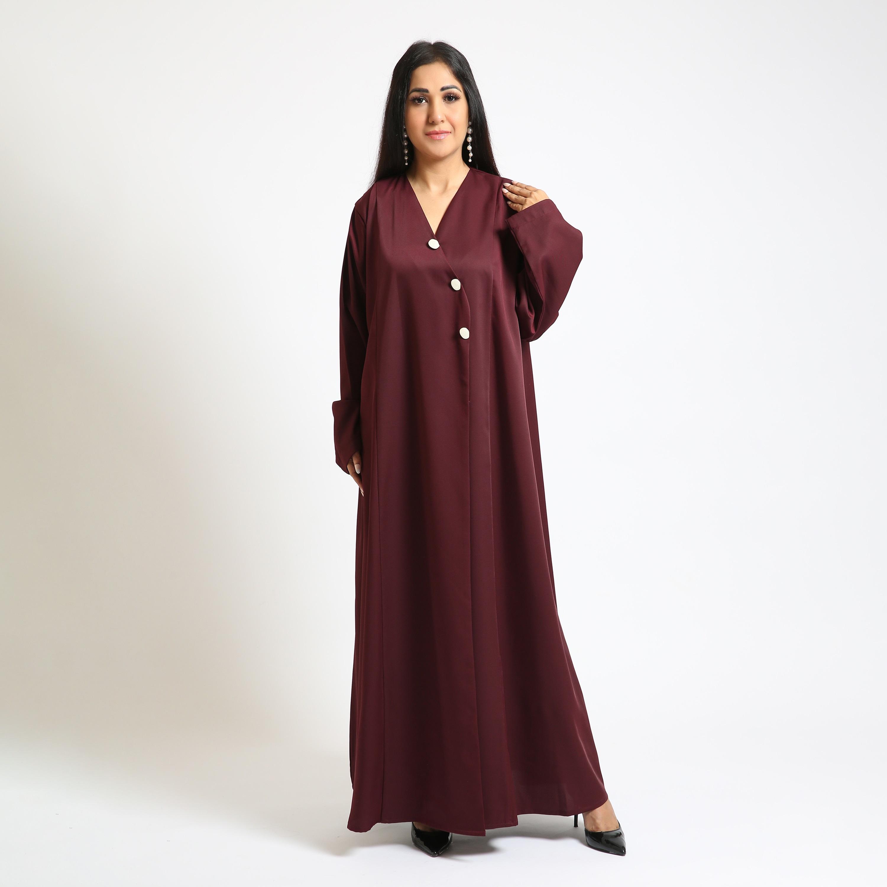 عباية نسائية قماش كريب - أحمر من نكياس-women-arabicclothing-abayas-image-1