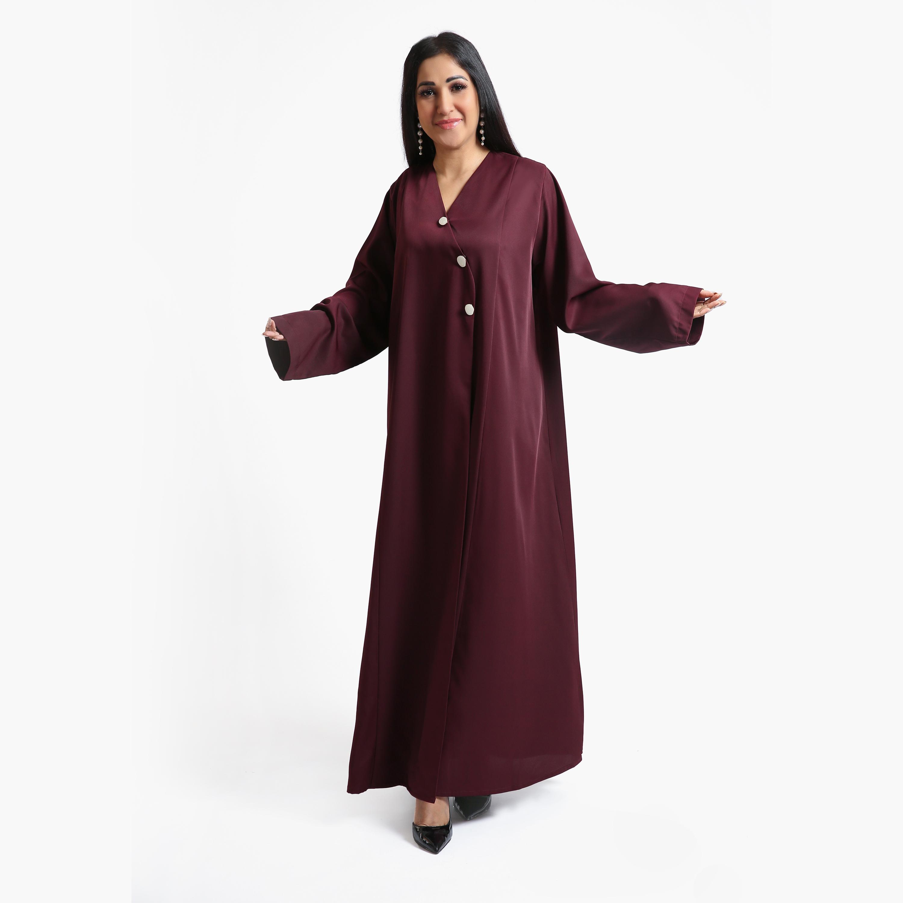 عباية نسائية قماش كريب - أحمر من نكياس-women-arabicclothing-abayas-image-3
