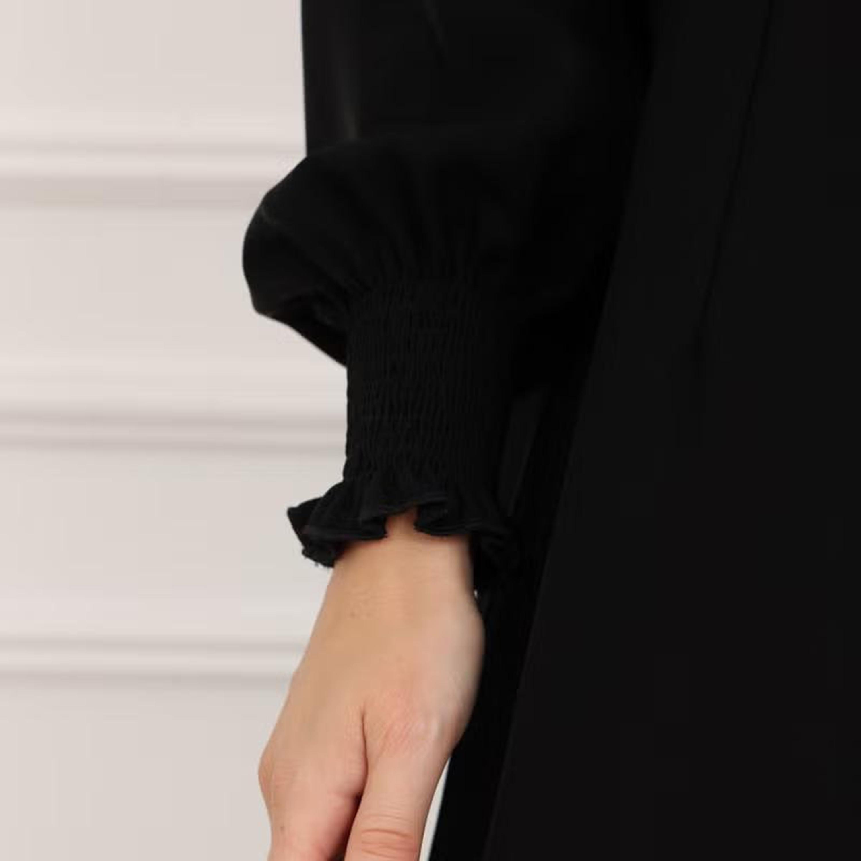 Nikias Black Bishop Sleeves Crepe Women's Abaya-women-arabicclothing-abayas-image-2