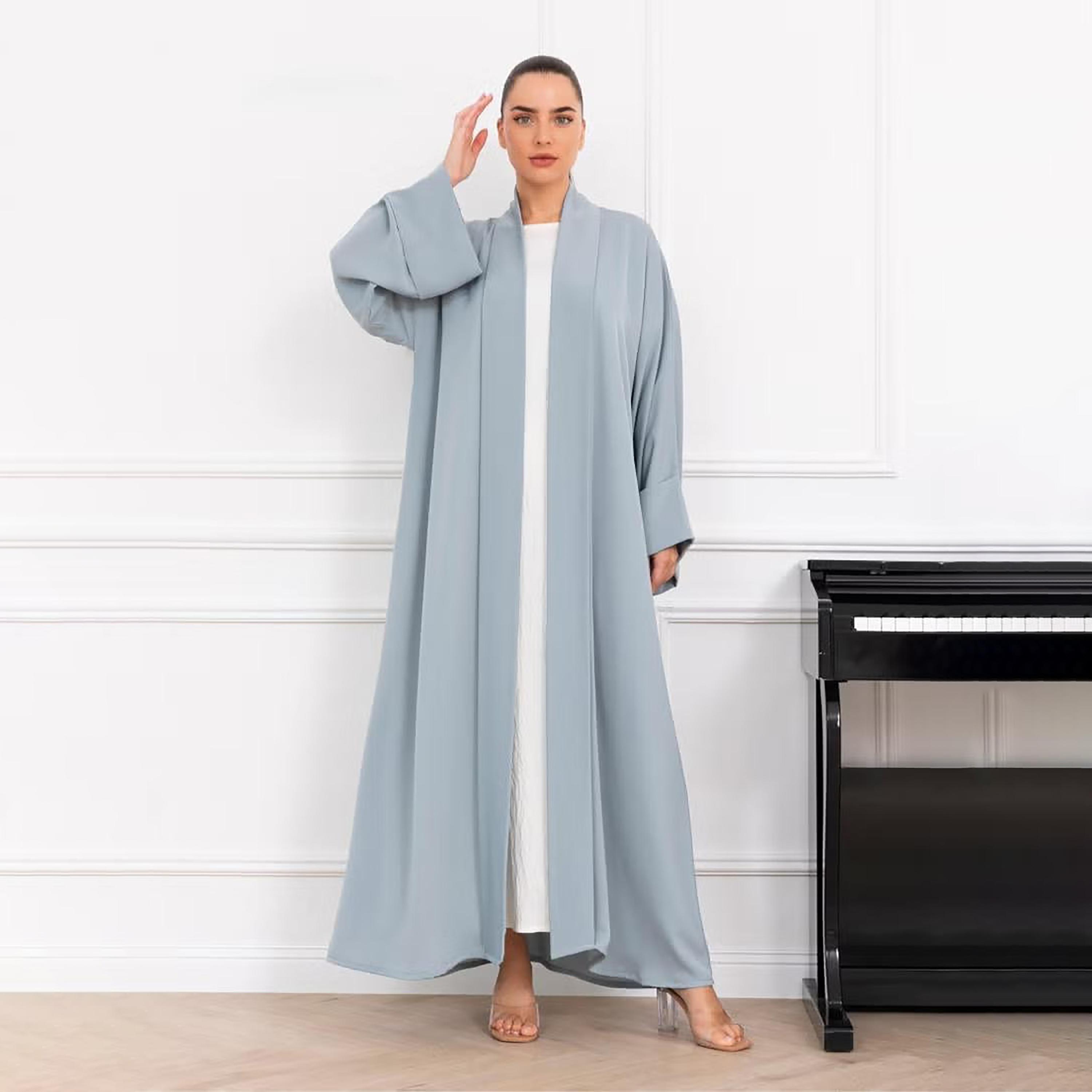 Nikias Light Blue Kimono Sleeves Nida Women's Abaya-women-arabicclothing-abayas-image-1