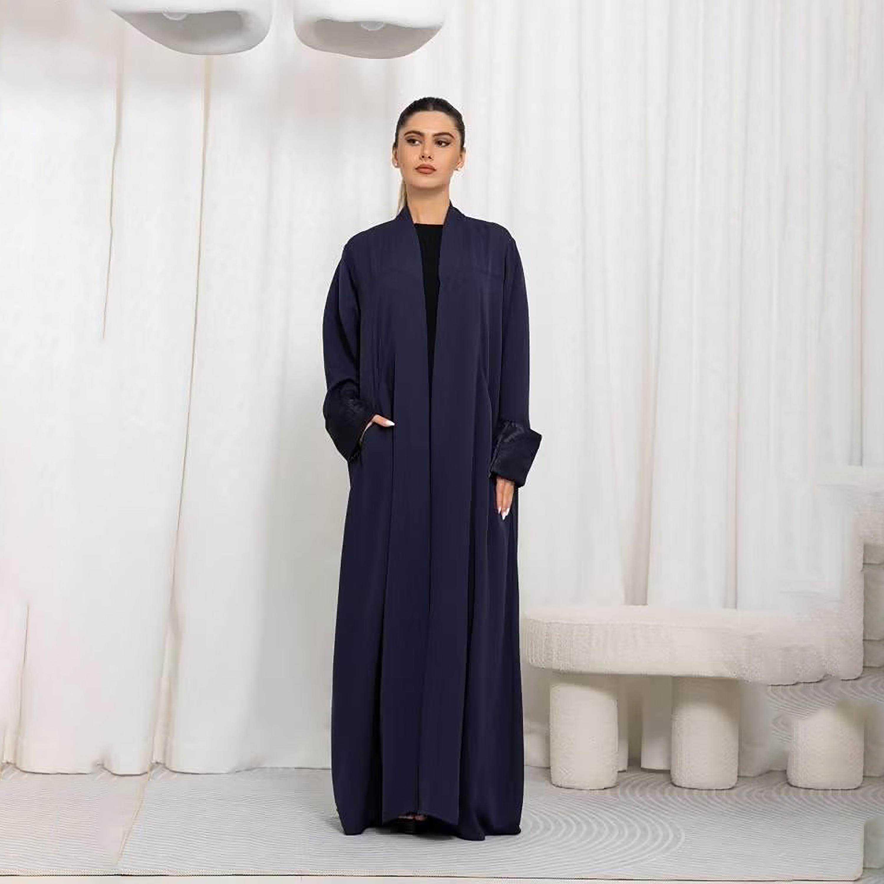 Nikias Navy Blue Kimono Sleeves Nida Women's Abaya-women-arabicclothing-abayas-image-1