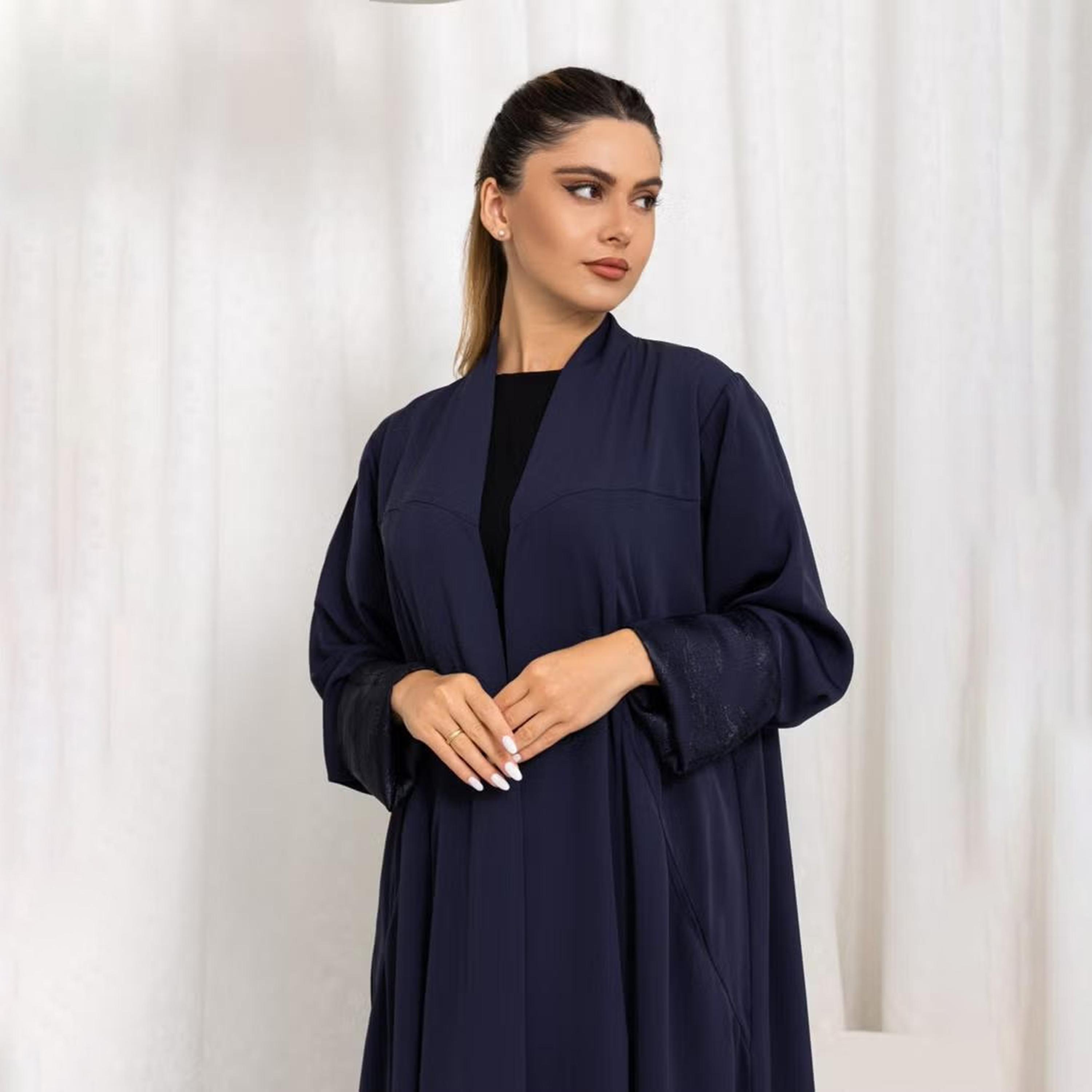 Nikias Navy Blue Kimono Sleeves Nida Women's Abaya-women-arabicclothing-abayas-image-2