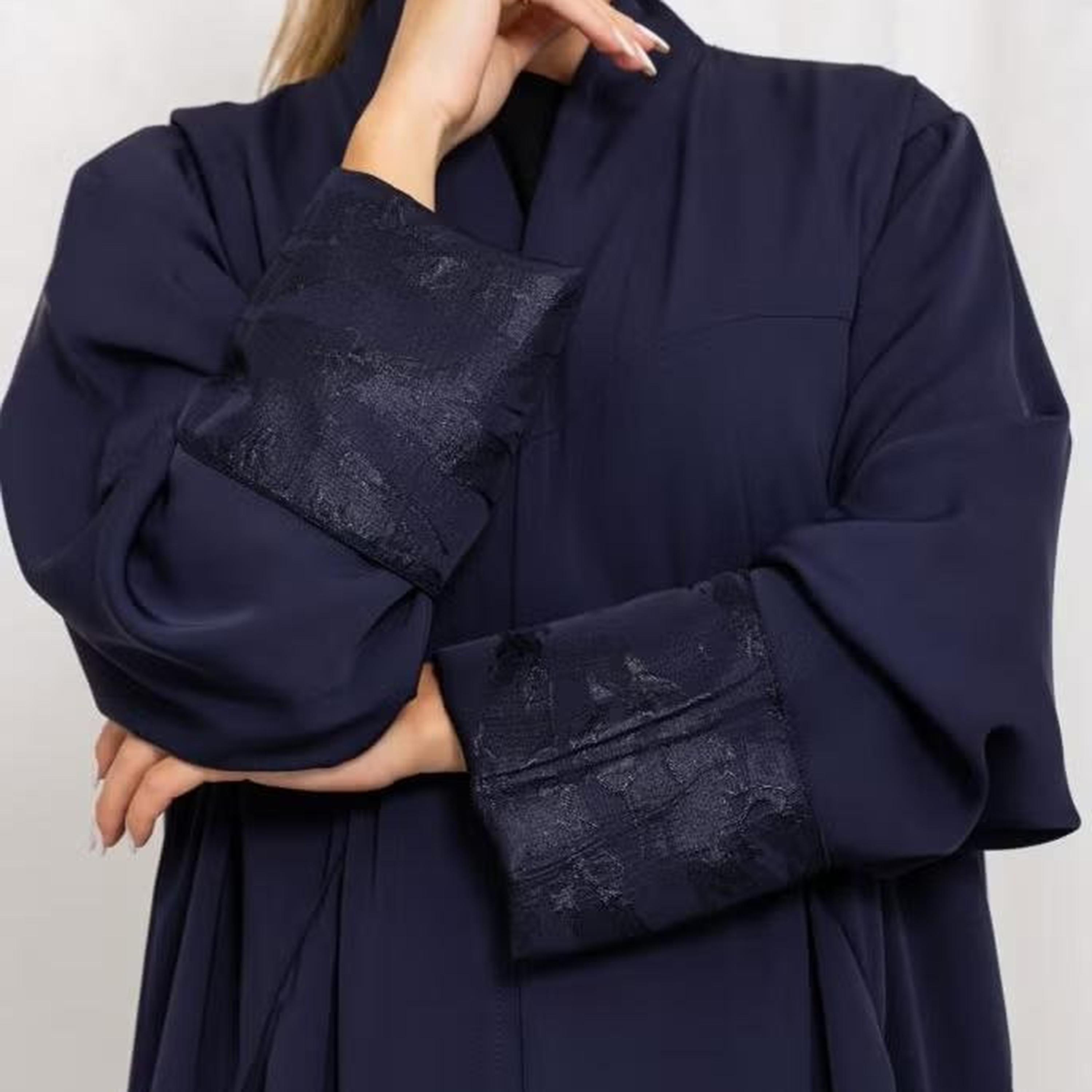 Nikias Navy Blue Kimono Sleeves Nida Women's Abaya-women-arabicclothing-abayas-image-3