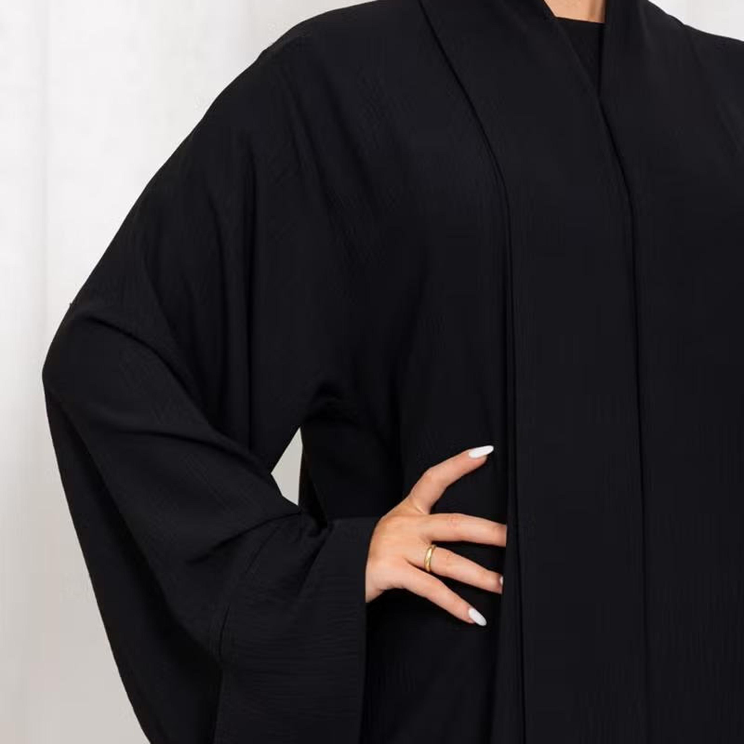 Nikias Black Kimono Sleeves CY Fabric Women's Abaya-women-arabicclothing-abayas-image-2