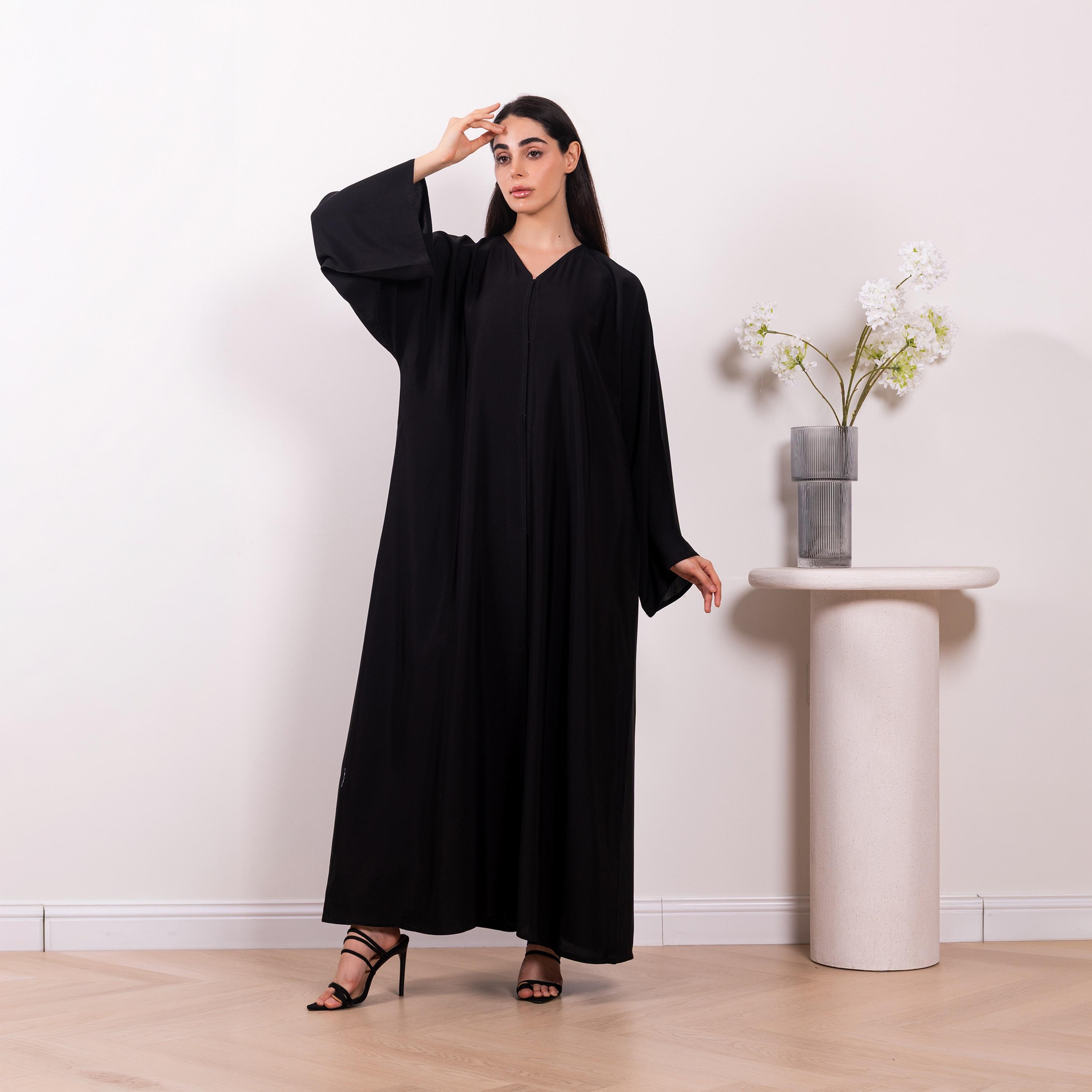 Nikias Black Flared Sleeves Nida Women's Abaya-women-arabicclothing-abayas-image-1